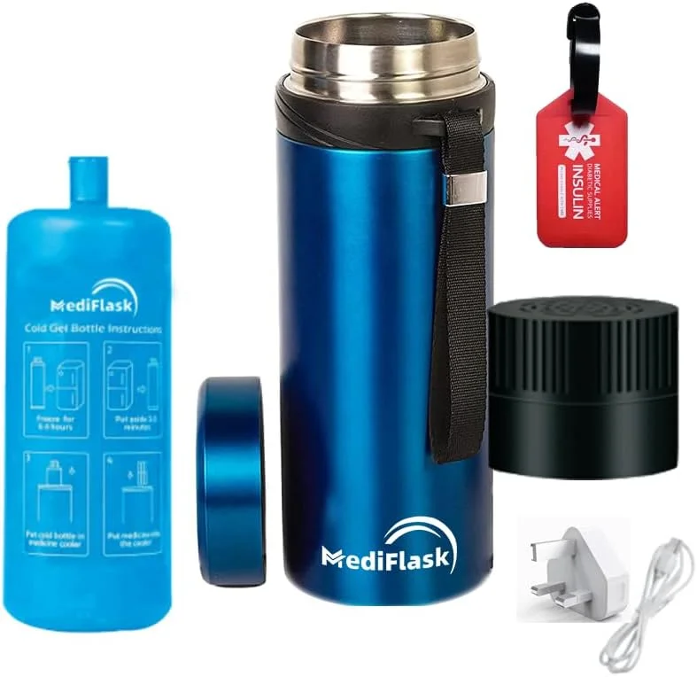 کیف خنک نگهدارنده قلم انسولین مدی فلاسک، شارژر USB با ماندگاری 72 ساعته + بسته یخ BIOGEL، 3 روش نگهداری داروهای دیابتی در دمای 2 تا 26 درجه سانتیگراد (آبی) کیف خنک نگهدارنده قلم انسولین مدی فلاسک، شارژر USB با ماندگاری 72 ساعته + بسته یخ BIOGEL، 3 روش نگهداری داروهای دیابتی در دمای 2 تا 26 درجه سانتیگراد (آبی)