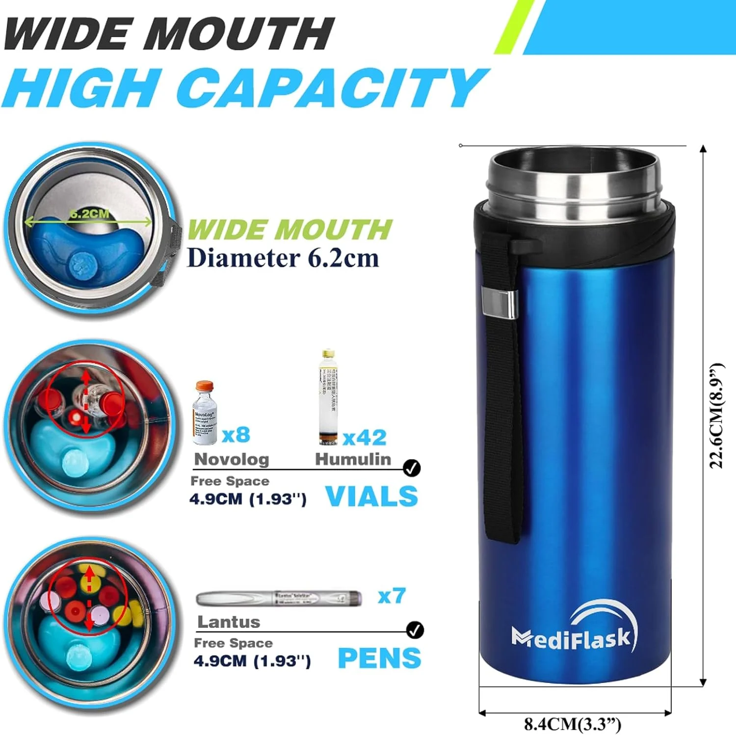 کیف خنک نگهدارنده قلم انسولین مدی فلاسک، شارژر USB با ماندگاری 72 ساعته + بسته یخ BIOGEL، 3 روش نگهداری داروهای دیابتی در دمای 2 تا 26 درجه سانتیگراد (آبی) کیف خنک نگهدارنده قلم انسولین مدی فلاسک، شارژر USB با ماندگاری 72 ساعته + بسته یخ BIOGEL، 3 روش نگهداری داروهای دیابتی در دمای 2 تا 26 درجه سانتیگراد (آبی)