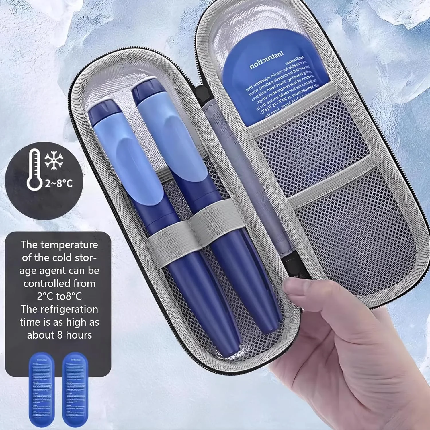 کیف خنک نگهدارنده انسولین مسافرتی با 2 بسته یخ، کیف خنک نگهدارنده قلم انسولین قابل حمل 2.1''x3''x8'' برای بیماران دیابتی در گردش، مسافرت و کار کیف خنک نگهدارنده انسولین مسافرتی با 2 بسته یخ، کیف خنک نگهدارنده قلم انسولین قابل حمل 2.1''x3''x8'' برای بیماران دیابتی در گردش، مسافرت و کار