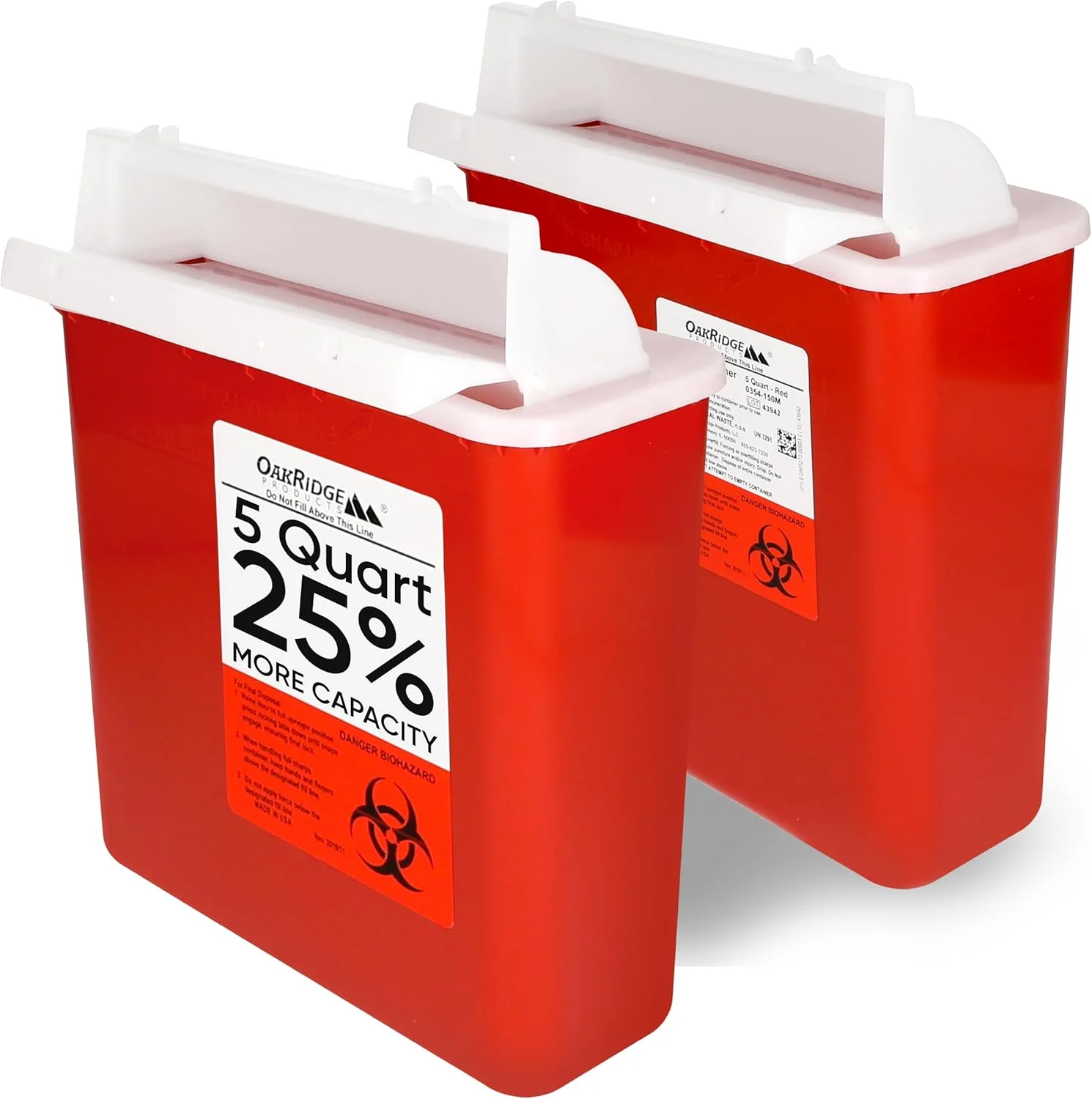 ظرف جمع آوری اشیاء تیز و برنده OakRidge Products با ظرفیت 5 کوارت (بسته 2 عددی) با درب مدل صندوق پستی | قرمز متوسط تایید شده ظرف جمع آوری اشیاء تیز و برنده OakRidge Products با ظرفیت 5 کوارت (بسته 2 عددی) با درب مدل صندوق پستی | قرمز متوسط تایید شده