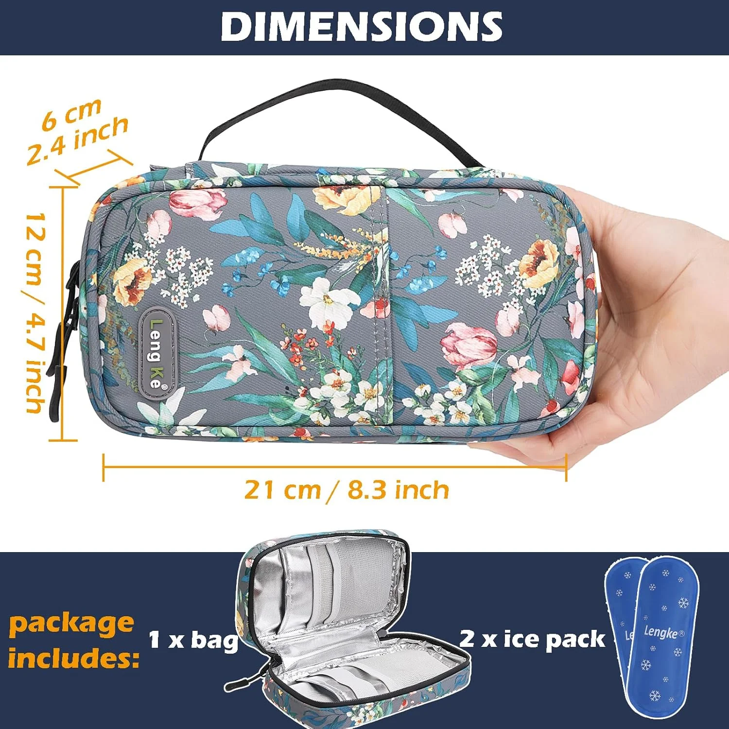 کیف خنک نگهدارنده دارو مسافرتی با 2 بسته یخ ژلهای، کیف دیابتی برای حمل دارو، لوازم عایق قابل حمل برای خنک نگه داشتن دارو (گل خاکستری) کیف خنک نگهدارنده دارو مسافرتی با 2 بسته یخ ژلهای، کیف دیابتی برای حمل دارو، لوازم عایق قابل حمل برای خنک نگه داشتن دارو (گل خاکستری)