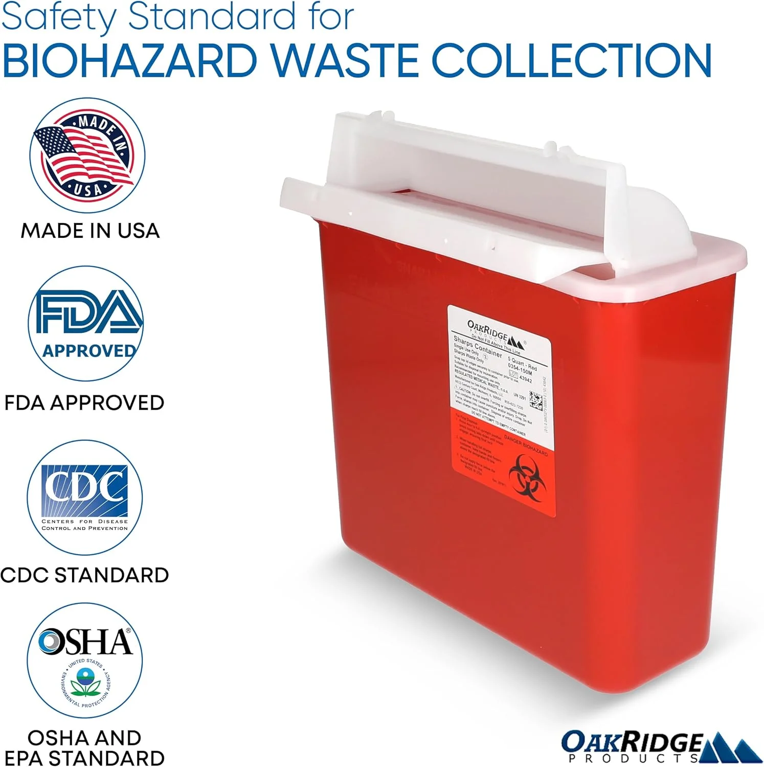 ظرف جمع آوری اشیاء تیز و برنده OakRidge Products با ظرفیت 5 کوارت (بسته 2 عددی) با درب مدل صندوق پستی | قرمز متوسط تایید شده ظرف جمع آوری اشیاء تیز و برنده OakRidge Products با ظرفیت 5 کوارت (بسته 2 عددی) با درب مدل صندوق پستی | قرمز متوسط تایید شده