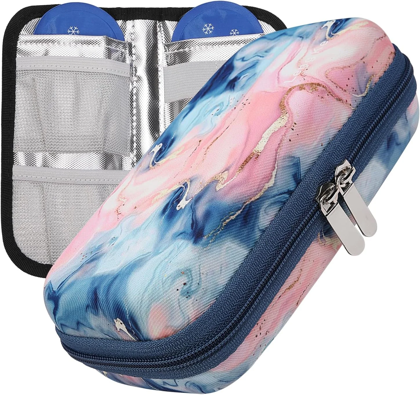 کیف خنک نگهدارنده دارو OVAKIA برای حمل دارو، با 2 بسته یخ ژله ای، کیف مسافرتی قابل حمل خنک کننده، کیف بادوام لوازم پزشکی برای خانه، دفتر، پیاده روی، فضای باز (صورتی طرح دار) کیف خنک نگهدارنده دارو OVAKIA برای حمل دارو، با 2 بسته یخ ژله ای، کیف مسافرتی قابل حمل خنک کننده، کیف بادوام لوازم پزشکی برای خانه، دفتر، پیاده روی، فضای باز (صورتی طرح دار)