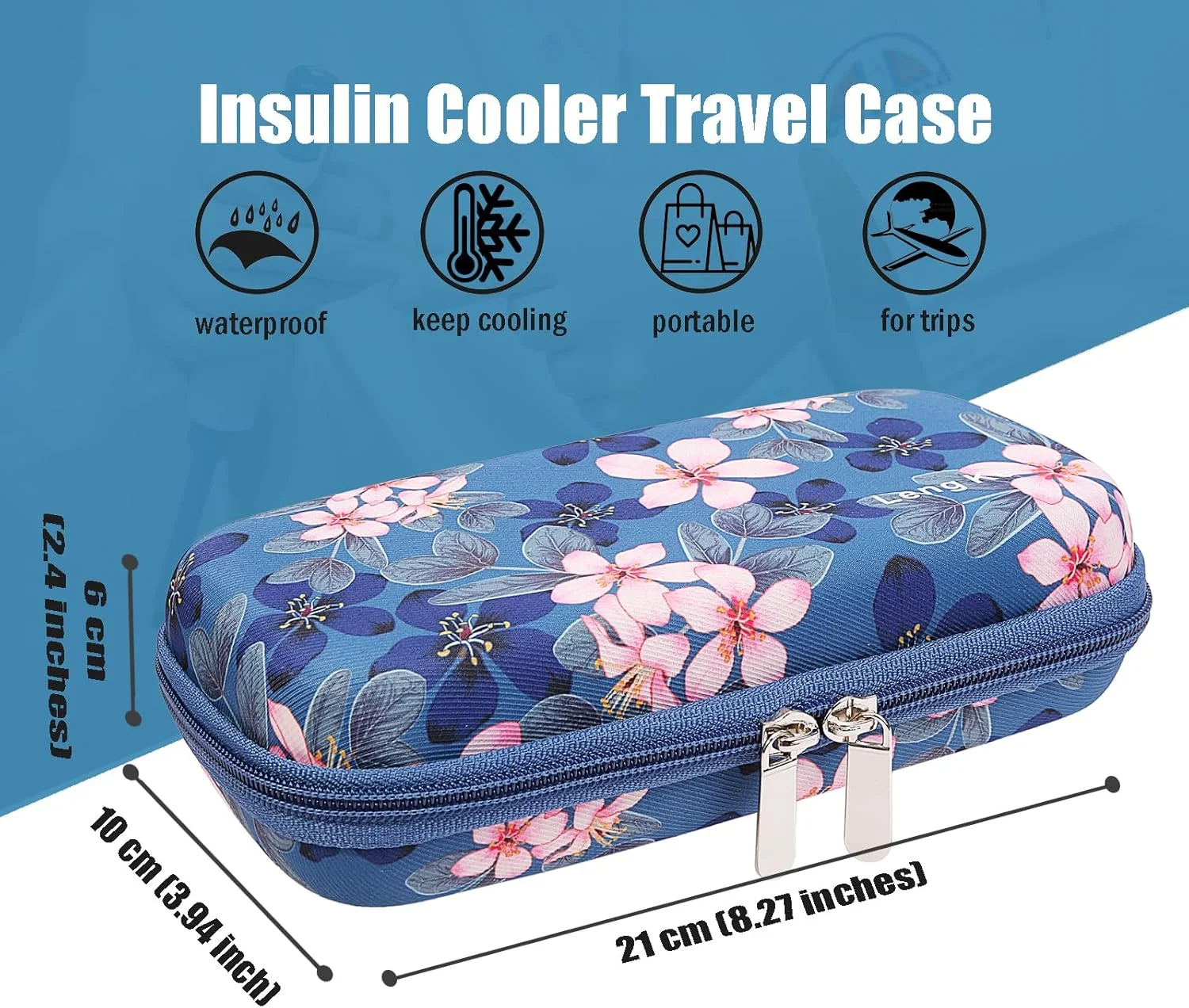 کیف خنک نگهدارنده انسولین برای حمل دارو، با 2 بسته ژل یخ، کیف مسافرتی قابل حمل برای خنک نگه داشتن داروهای دیابتی، کیف بادوام لوازم پزشکی برای خانه، محل کار، پیاده روی و فضای باز (گل آبی) کیف خنک نگهدارنده انسولین برای حمل دارو، با 2 بسته ژل یخ، کیف مسافرتی قابل حمل برای خنک نگه داشتن داروهای دیابتی، کیف بادوام لوازم پزشکی برای خانه، محل کار، پیاده روی و فضای باز (گل آبی)