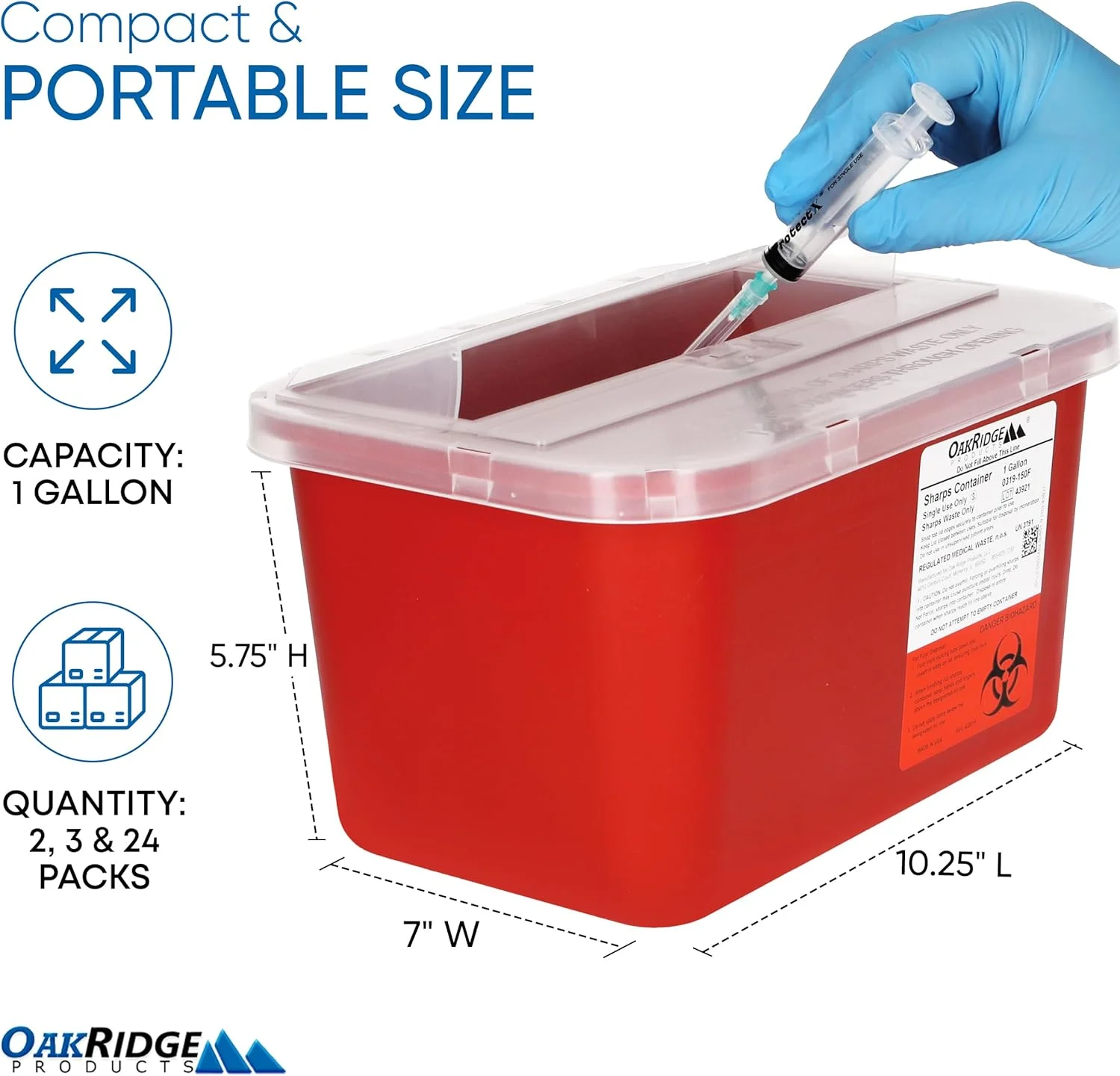 ظروف یک گالنی جمع آوری اشیاء تیز و برنده OakRidge Products با درب بازشو (بسته 3 عددی) قرمز متوسط ظروف یک گالنی جمع آوری اشیاء تیز و برنده OakRidge Products با درب بازشو (بسته 3 عددی) قرمز متوسط