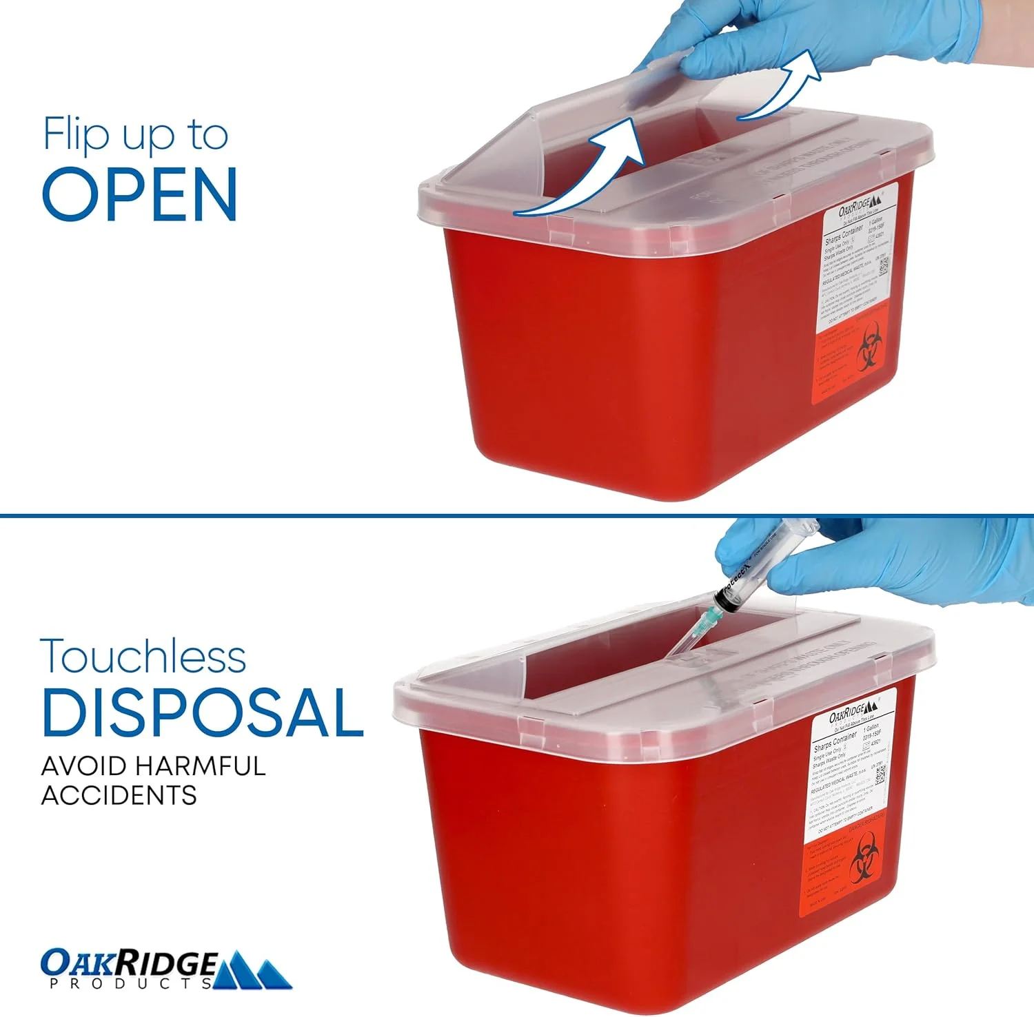 ظروف یک گالنی جمع آوری اشیاء تیز و برنده OakRidge Products با درب بازشو (بسته 3 عددی) قرمز متوسط ظروف یک گالنی جمع آوری اشیاء تیز و برنده OakRidge Products با درب بازشو (بسته 3 عددی) قرمز متوسط