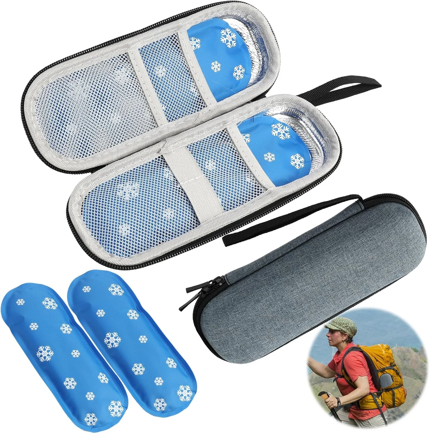 کیف خنک نگهدارنده انسولین، کیف قابل حمل قلم انسولین با 2 بسته یخ نایلونی، کیف عایق برای لوازم دیابتی، سازمان دهنده نگهداری دارو برای دیابتی ها کیف خنک نگهدارنده انسولین، کیف قابل حمل قلم انسولین با 2 بسته یخ نایلونی، کیف عایق برای لوازم دیابتی، سازمان دهنده نگهداری دارو برای دیابتی ها