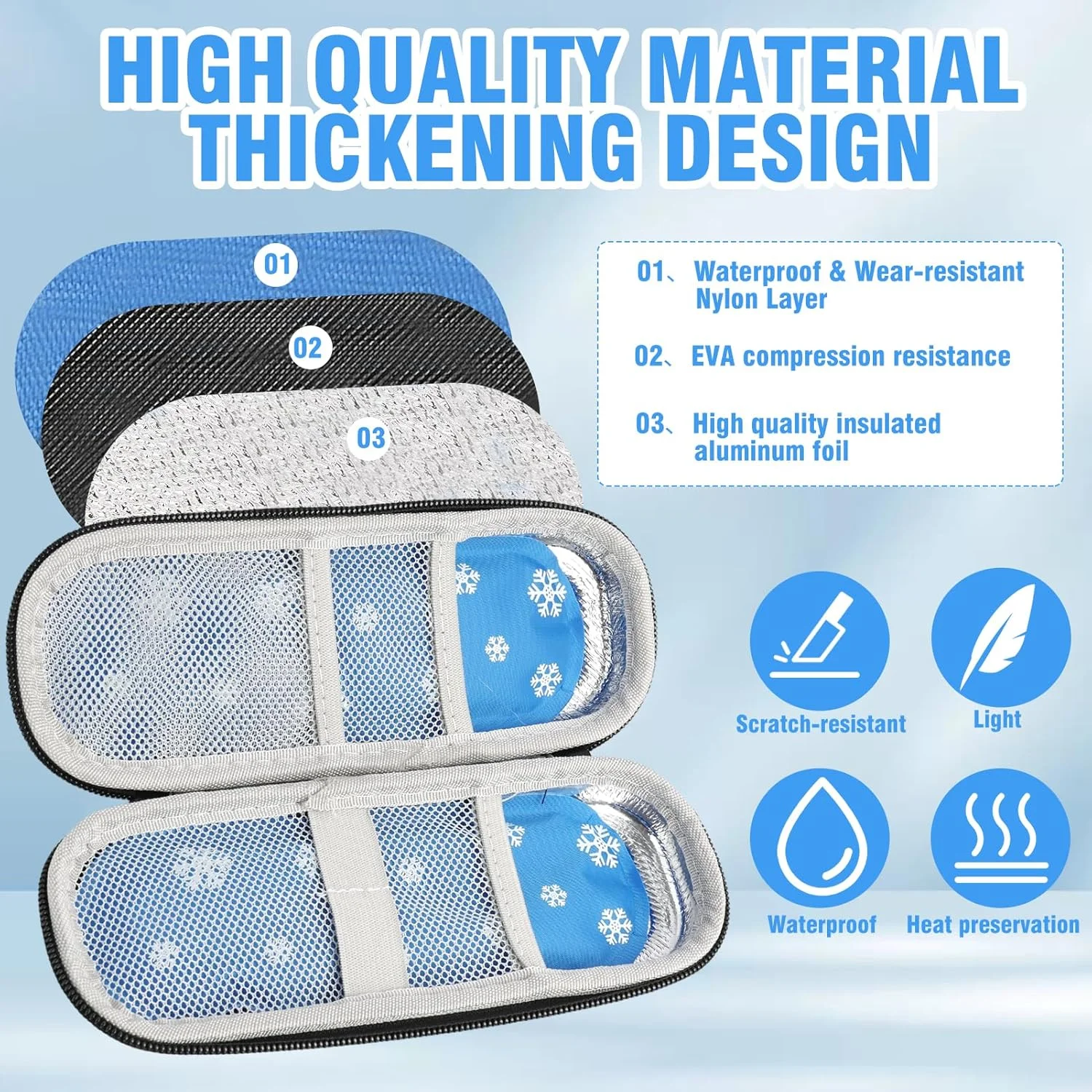 کیف خنک نگهدارنده انسولین، کیف قابل حمل قلم انسولین با 2 بسته یخ نایلونی، کیف عایق برای لوازم دیابتی، سازمان دهنده نگهداری دارو برای دیابتی ها کیف خنک نگهدارنده انسولین، کیف قابل حمل قلم انسولین با 2 بسته یخ نایلونی، کیف عایق برای لوازم دیابتی، سازمان دهنده نگهداری دارو برای دیابتی ها