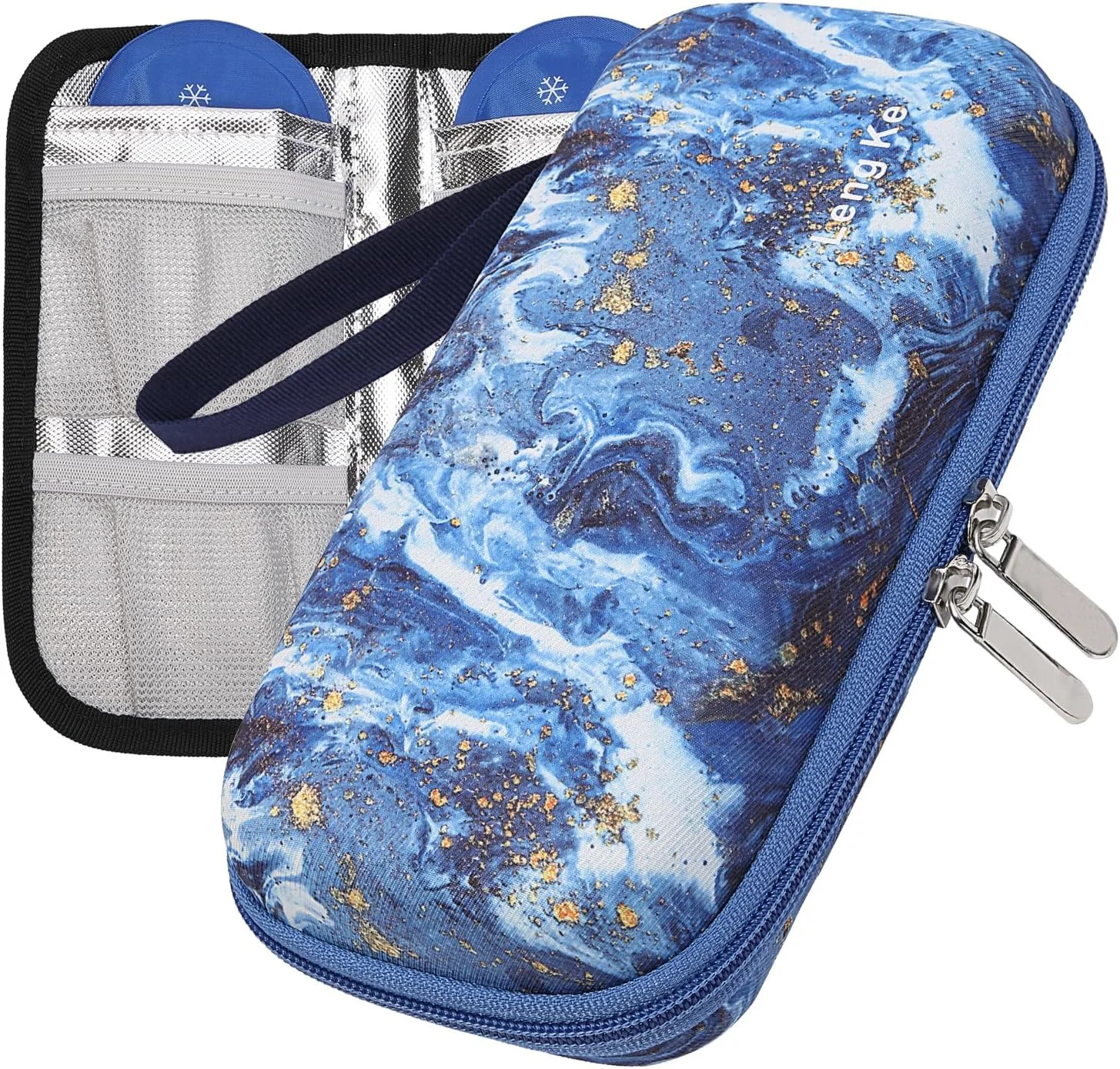 کیف خنک نگهدارنده دارو با 2 بسته یخ ژله ای، کیف مسافرتی قابل حمل برای خنک نگه داشتن داروهای دیابتی، کیف بادوام لوازم پزشکی برای خانه، محل کار و فضای باز (آبی طرح دار) کیف خنک نگهدارنده دارو با 2 بسته یخ ژله ای، کیف مسافرتی قابل حمل برای خنک نگه داشتن داروهای دیابتی، کیف بادوام لوازم پزشکی برای خانه، محل کار و فضای باز (آبی طرح دار)