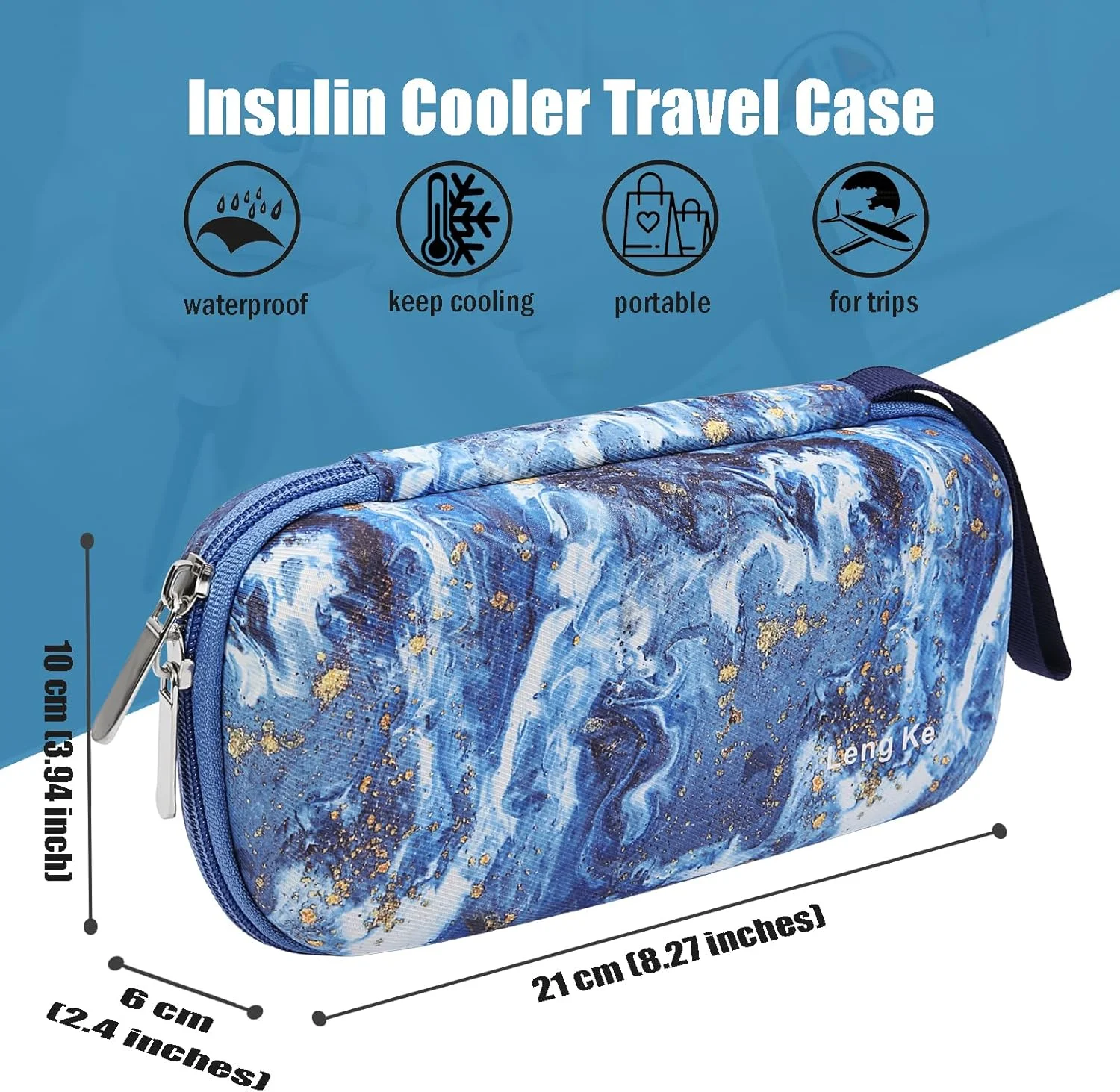 کیف خنک نگهدارنده دارو با 2 بسته یخ ژله ای، کیف مسافرتی قابل حمل برای خنک نگه داشتن داروهای دیابتی، کیف بادوام لوازم پزشکی برای خانه، محل کار و فضای باز (آبی طرح دار) کیف خنک نگهدارنده دارو با 2 بسته یخ ژله ای، کیف مسافرتی قابل حمل برای خنک نگه داشتن داروهای دیابتی، کیف بادوام لوازم پزشکی برای خانه، محل کار و فضای باز (آبی طرح دار)