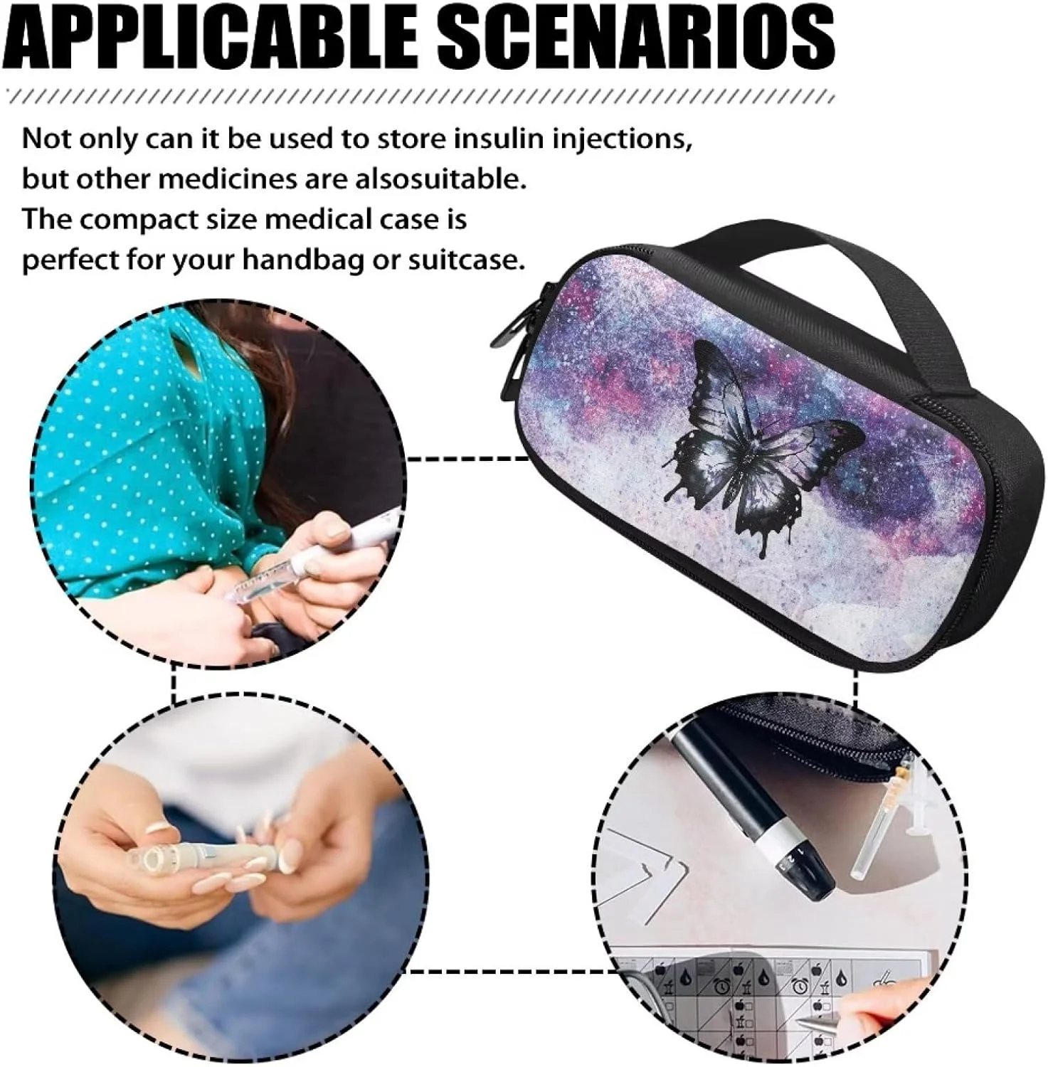 کیف خنک نگهدارنده انسولین طرح پروانه کهکشانی Suhoaziia با دسته جانبی، کیف خنک کننده قابل حمل عایق دیابتی برای قلم انسولین و لوازم دیابتی کیف خنک نگهدارنده انسولین طرح پروانه کهکشانی Suhoaziia با دسته جانبی، کیف خنک کننده قابل حمل عایق دیابتی برای قلم انسولین و لوازم دیابتی