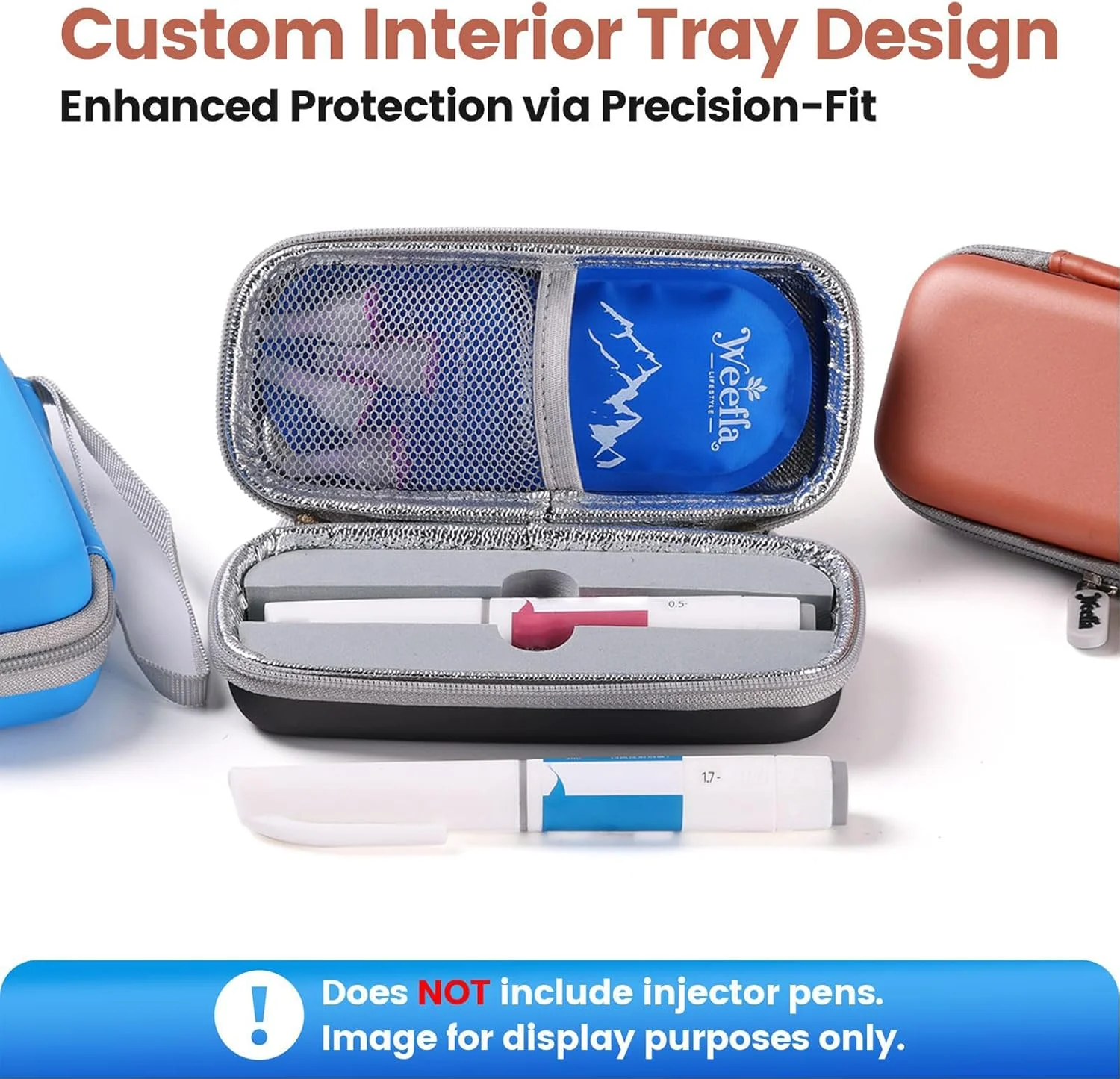 کیف حمل عایق دار و سخت ویفلا برای قلم تزریقی و سوزن ها، دارای بسته سرد مورد تایید TSA، تمیز کردن آسان، نگهدارنده جعبه سرنگ جمع و جور برای سفر و استفاده روزانه (صورتی)