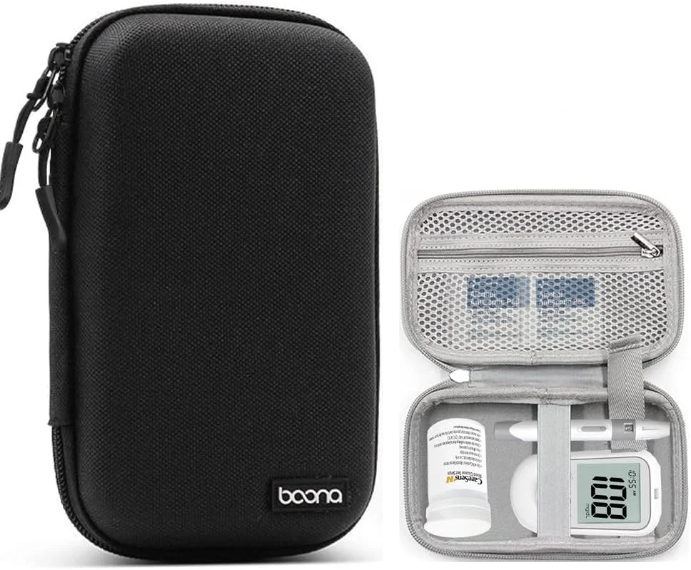 کیف کوچک محافظ سخت برای لوازم دیابتی، جعبه نگهداری کیت تست برای دستگاه گلوکز، نوار تست، دستگاه لنست، لنست، سیستم پایش قند خون، کیف لوازم دیابت (مشکی) کیف کوچک محافظ سخت برای لوازم دیابتی، جعبه نگهداری کیت تست برای دستگاه گلوکز، نوار تست، دستگاه لنست، لنست، سیستم پایش قند خون، کیف لوازم دیابت (مشکی)