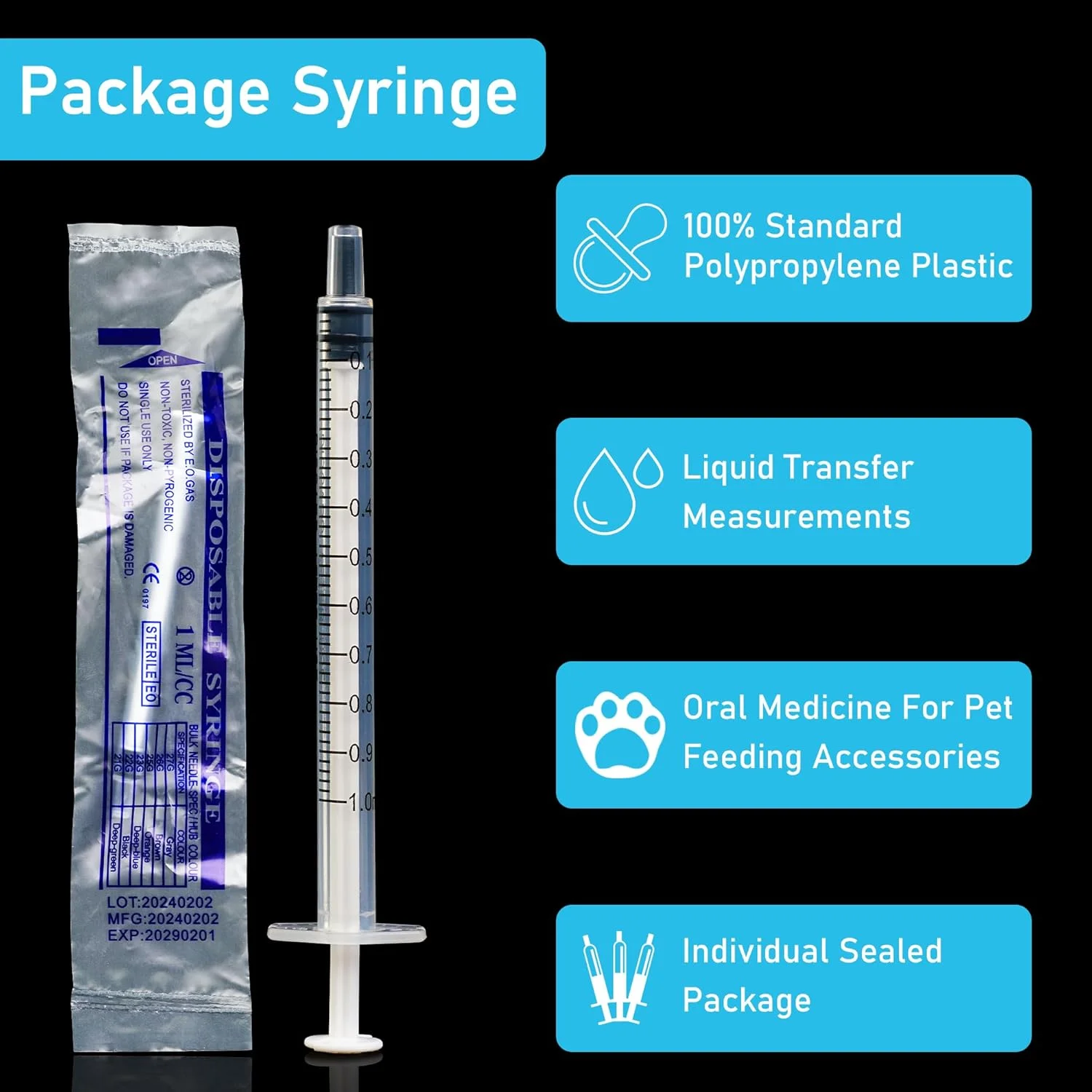 بسته 30 عددی سرنگ خوراکی 1 میلی لیتری بدون سوزن، ابزار اندازه گیری بسته بندی شده به صورت جداگانه برای آزمایشگاه های علمی، تغذیه حیوانات کوچک، آبیاری، توزیع، اپلیکاتور
