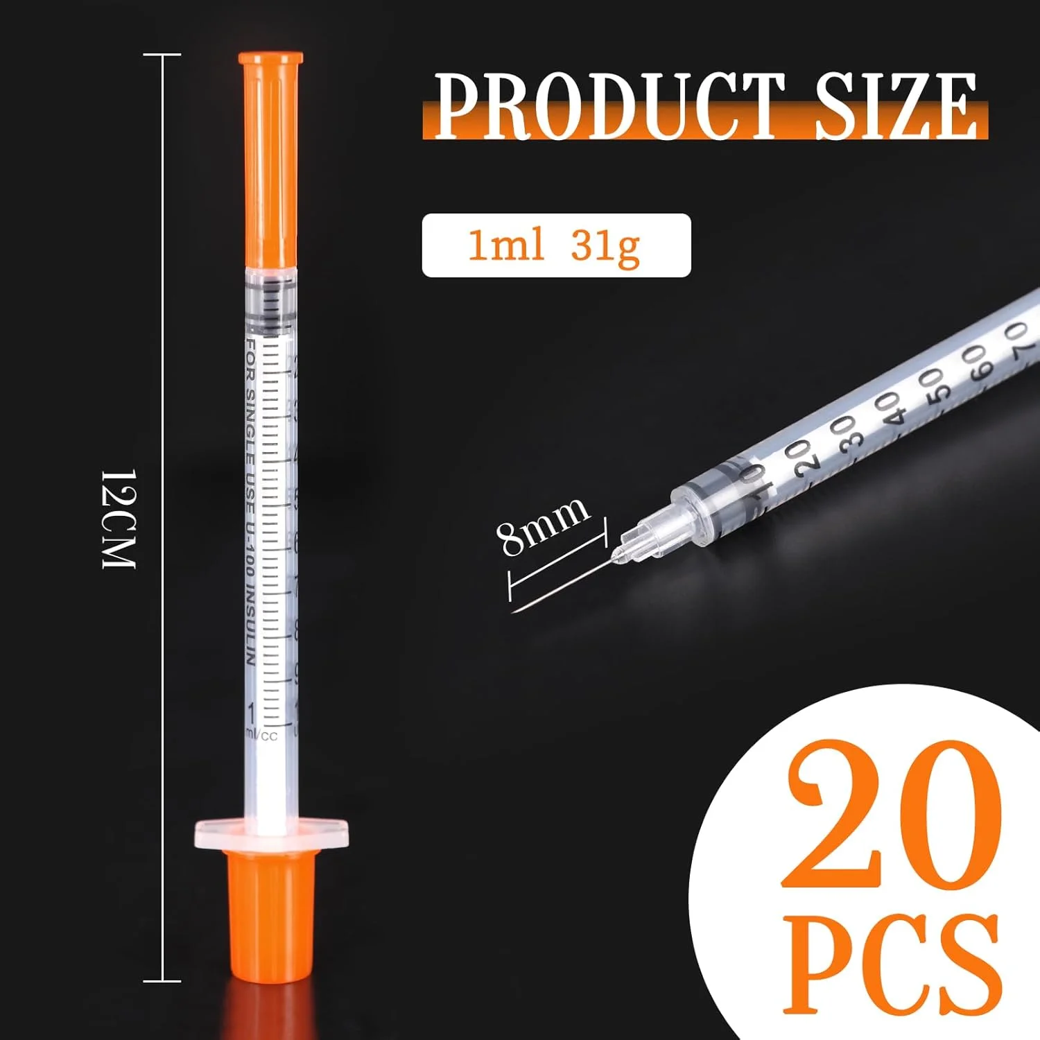 بسته 20 عددی ابزار اندازه گیری و توزیع چند منظوره 1 میلی لیتری (31G 8mm) | کنترل دقیق مایعات برای تزئین کیک، تغذیه حیوانات خانگی و لوازم صنایع دستی - بسته بندی جداگانه