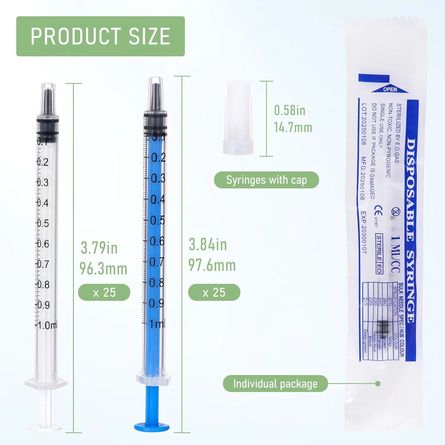 ۵۰ عدد سرنگ پلاستیکی ۱ میلی لیتری با درپوش، بدون سوزن، مناسب برای پر کردن و اندازه گیری مایعات، آزمایشگاه های علمی، آبیاری گیاهان، تغذیه حیوانات خانگی، و استفاده به عنوان اپلیکاتور چسب ۵۰ عدد سرنگ پلاستیکی ۱ میلی لیتری با درپوش، بدون سوزن، مناسب برای پر کردن و اندازه گیری مایعات، آزمایشگاه های علمی، آبیاری گیاهان، تغذیه حیوانات خانگی، و استفاده به عنوان اپلیکاتور چسب