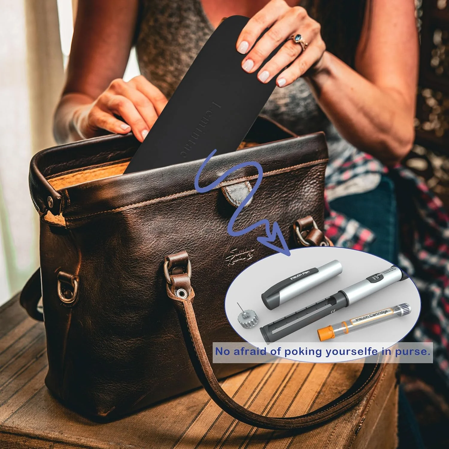 کیف قلم انسولین برای 1 قلم انسولین، 3 سوزن و 1 کارتریج، نگهدارنده قلم تزریق انسولین و سوزن، کیف مسافرتی قابل حمل دیابت برای نگهداری منظم و ایمن لوازم دیابتی (فقط کیف)