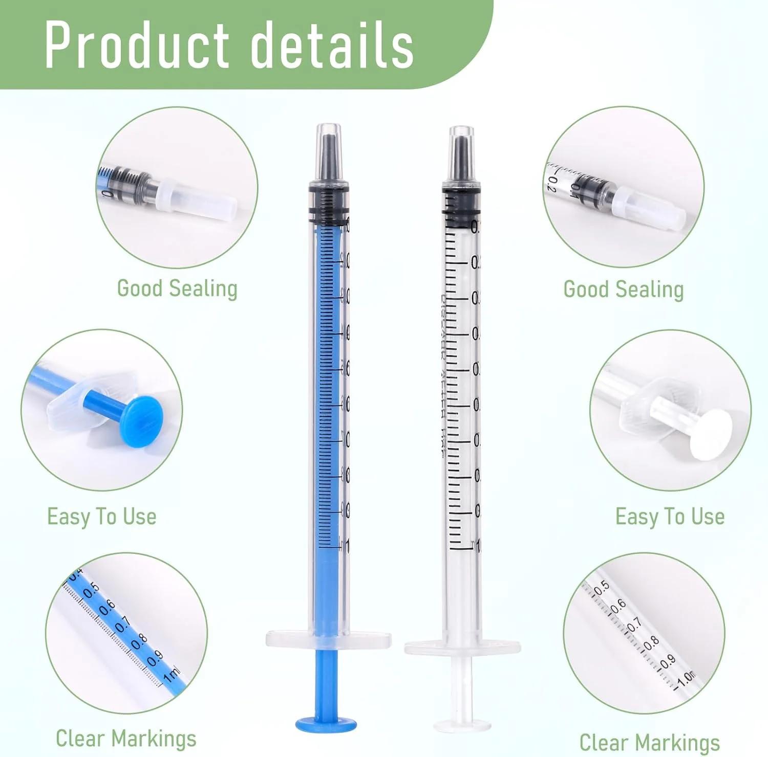 ۵۰ عدد سرنگ پلاستیکی ۱ میلی لیتری با درپوش، بدون سوزن، مناسب برای پر کردن و اندازه گیری مایعات، آزمایشگاه های علمی، آبیاری گیاهان، تغذیه حیوانات خانگی، و استفاده به عنوان اپلیکاتور چسب ۵۰ عدد سرنگ پلاستیکی ۱ میلی لیتری با درپوش، بدون سوزن، مناسب برای پر کردن و اندازه گیری مایعات، آزمایشگاه های علمی، آبیاری گیاهان، تغذیه حیوانات خانگی، و استفاده به عنوان اپلیکاتور چسب