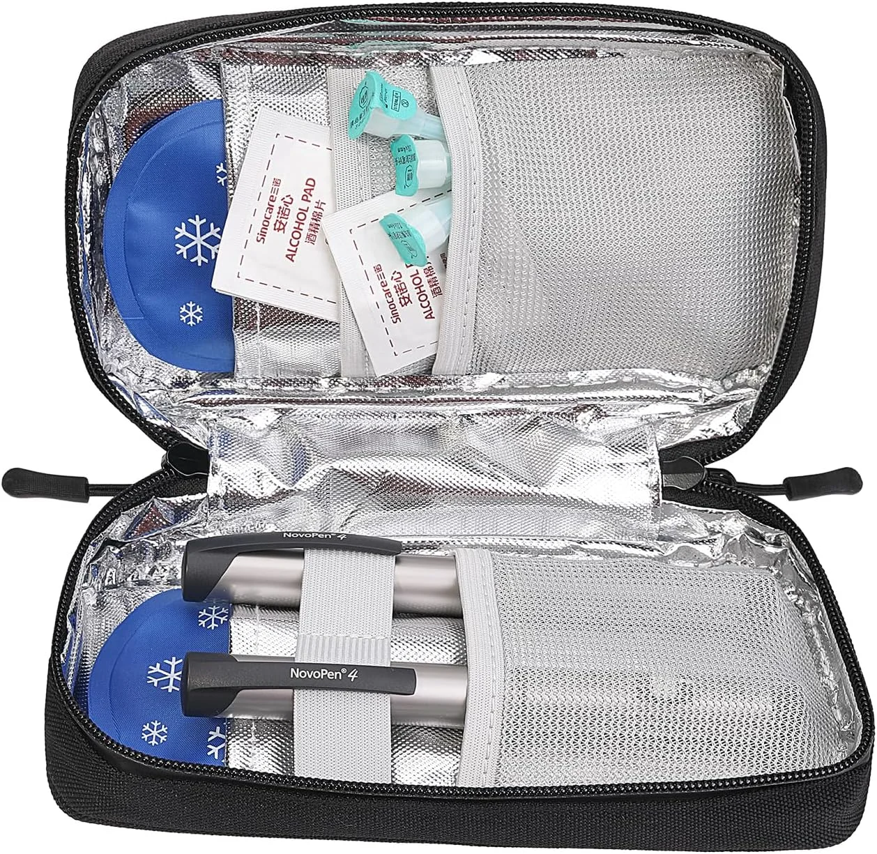 کیف خنک نگهدارنده مسافرتی انسولین BOMKEE، کیف حمل انسولین و سرنگ، کیف عایق دار، سازمان دهنده، کیف مسافرتی حمل انسولین با 2 بسته یخ برای قلم های انسولین، سوزن ها و لوازم دیابت
