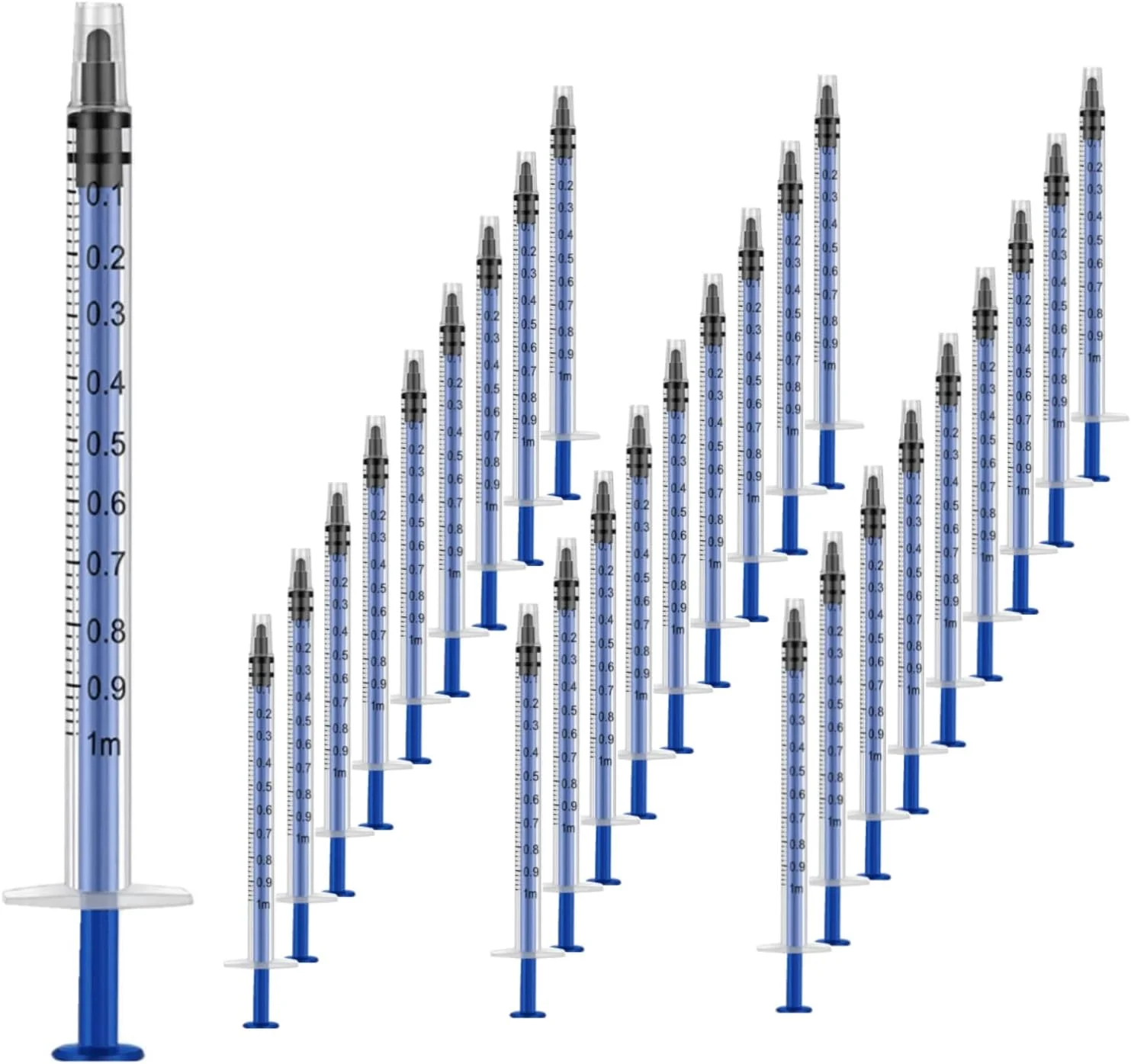 سرنگ EGEN - بسته بندی جداگانه با درپوش، دارای اندازه گیری، برای آزمایشگاه های علمی، اندازه گیری مایعات، تغذیه حیوانات خانگی، اپلیکاتور روغن یا چسب (بسته 30 عددی 1 میلی لیتری)