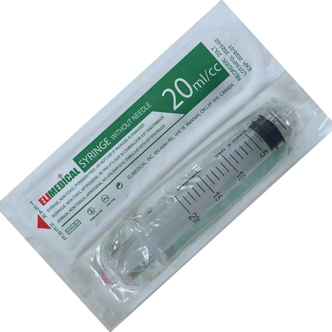 سرنگ یکبار مصرف دامپزشکی الی‌مدیکال، 20 سی‌سی، لوئر لاک، بدون سوزن، بسته‌بندی تکی، 25 عدد در جعبه، 20LT
