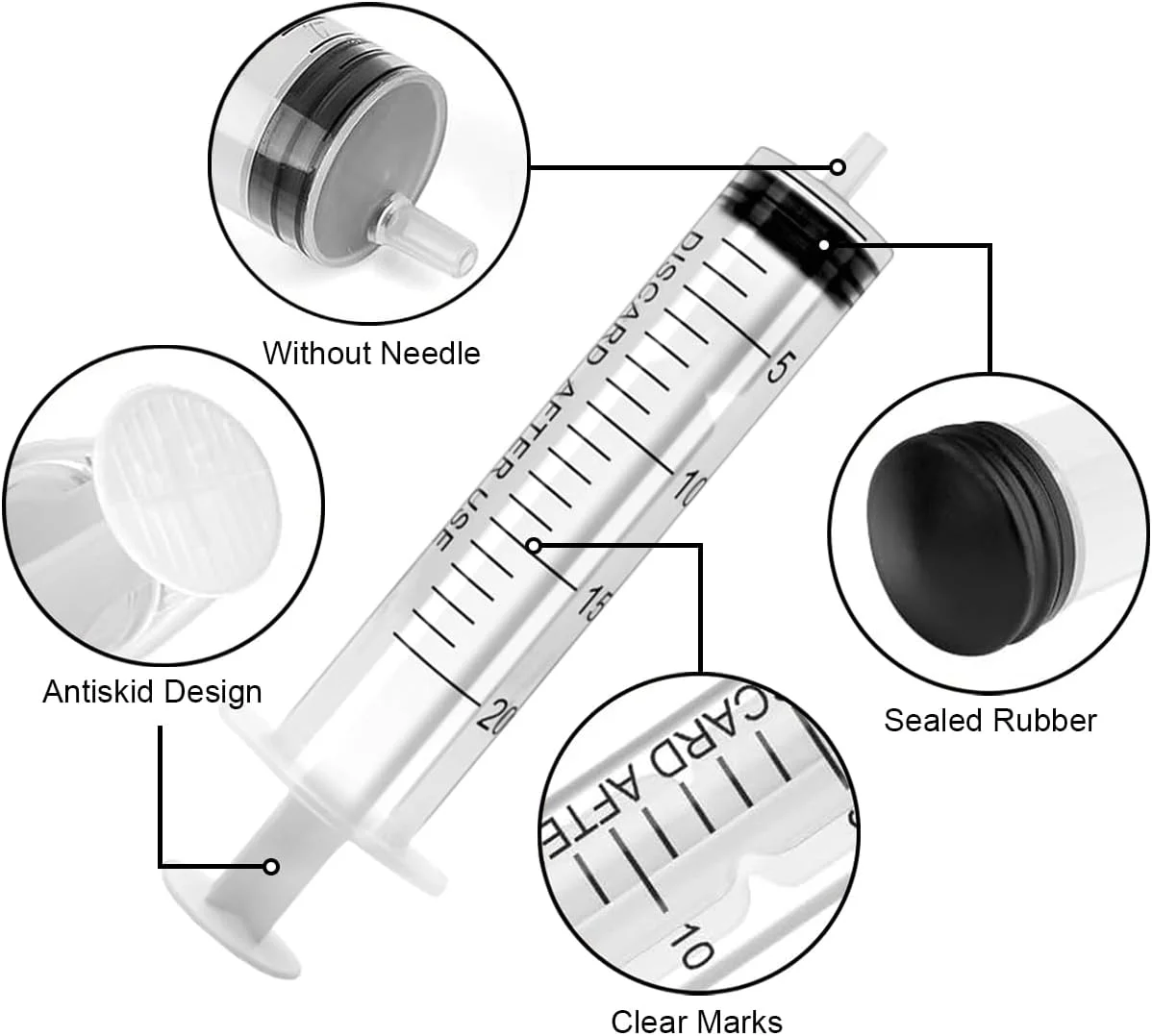 سرنگ ایجن - بسته بندی جداگانه با درپوش، دارای اندازه گیری، برای آزمایشگاه های علمی، اندازه گیری مایعات، تغذیه حیوانات خانگی، استفاده از روغن یا چسب (بسته 30 عددی 20 میلی لیتری)