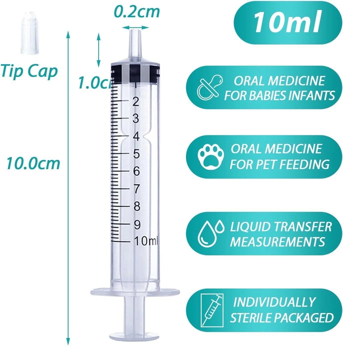 سرنگ های FUIN با لوله، 10 عدد سرنگ تغذیه حیوانات خانگی، سرنگ های مایع پلاستیکی، بدون سوزن برای ژله، هالووین، شکرگزاری، کریسمس، مهمانی های مجردی، پرستاران، جشن فارغ التحصیلی، 10 میلی لیتر