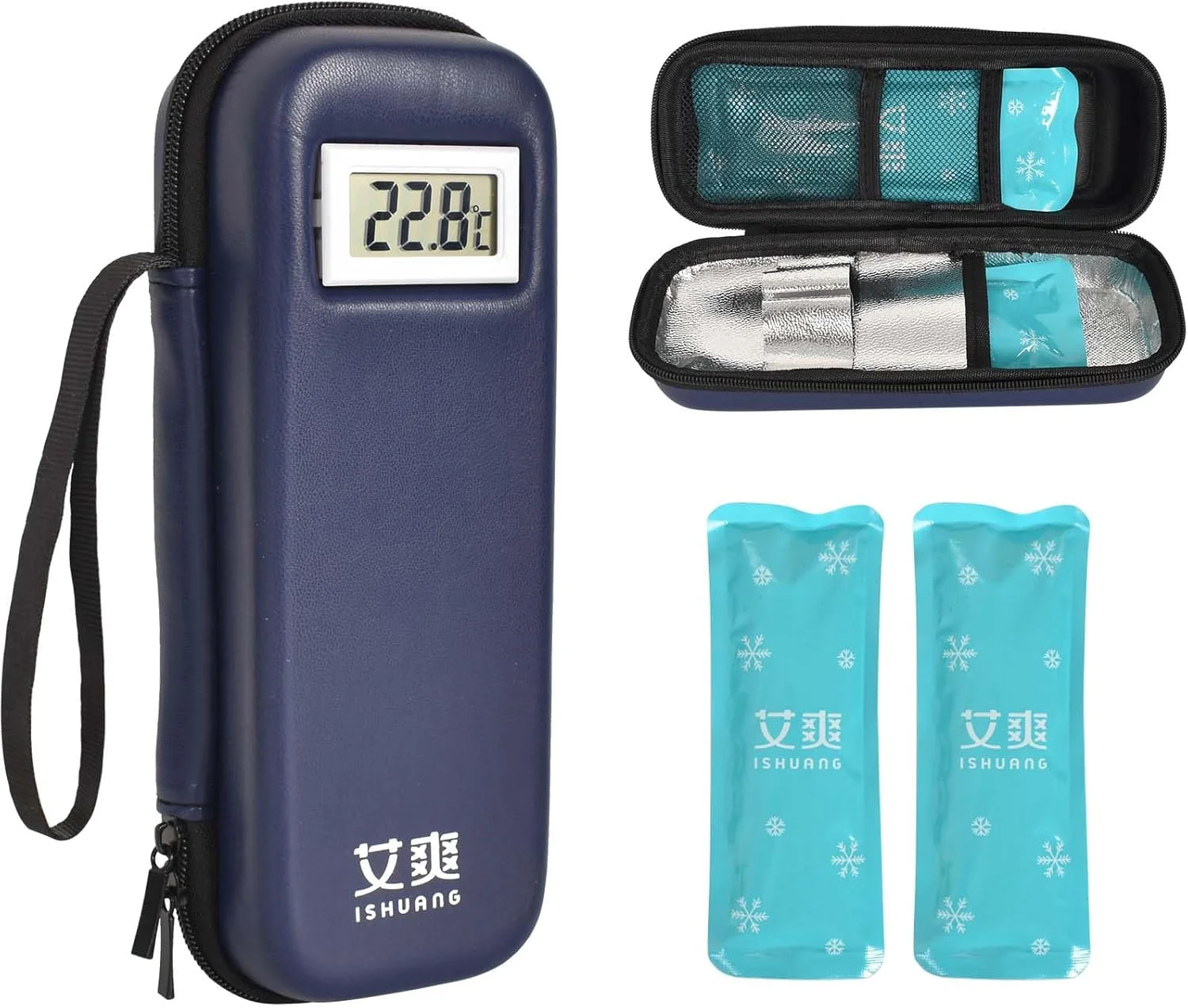 کیف حرارتی انسولین Homirty، کیف مسافرتی دیابتی با 2 بسته یخ، جعبه نگهداری حرارتی قابل حمل انسولین، برای سرنگ های انسولین دارویی کیف حرارتی انسولین Homirty، کیف مسافرتی دیابتی با 2 بسته یخ، جعبه نگهداری حرارتی قابل حمل انسولین، برای سرنگ های انسولین دارویی