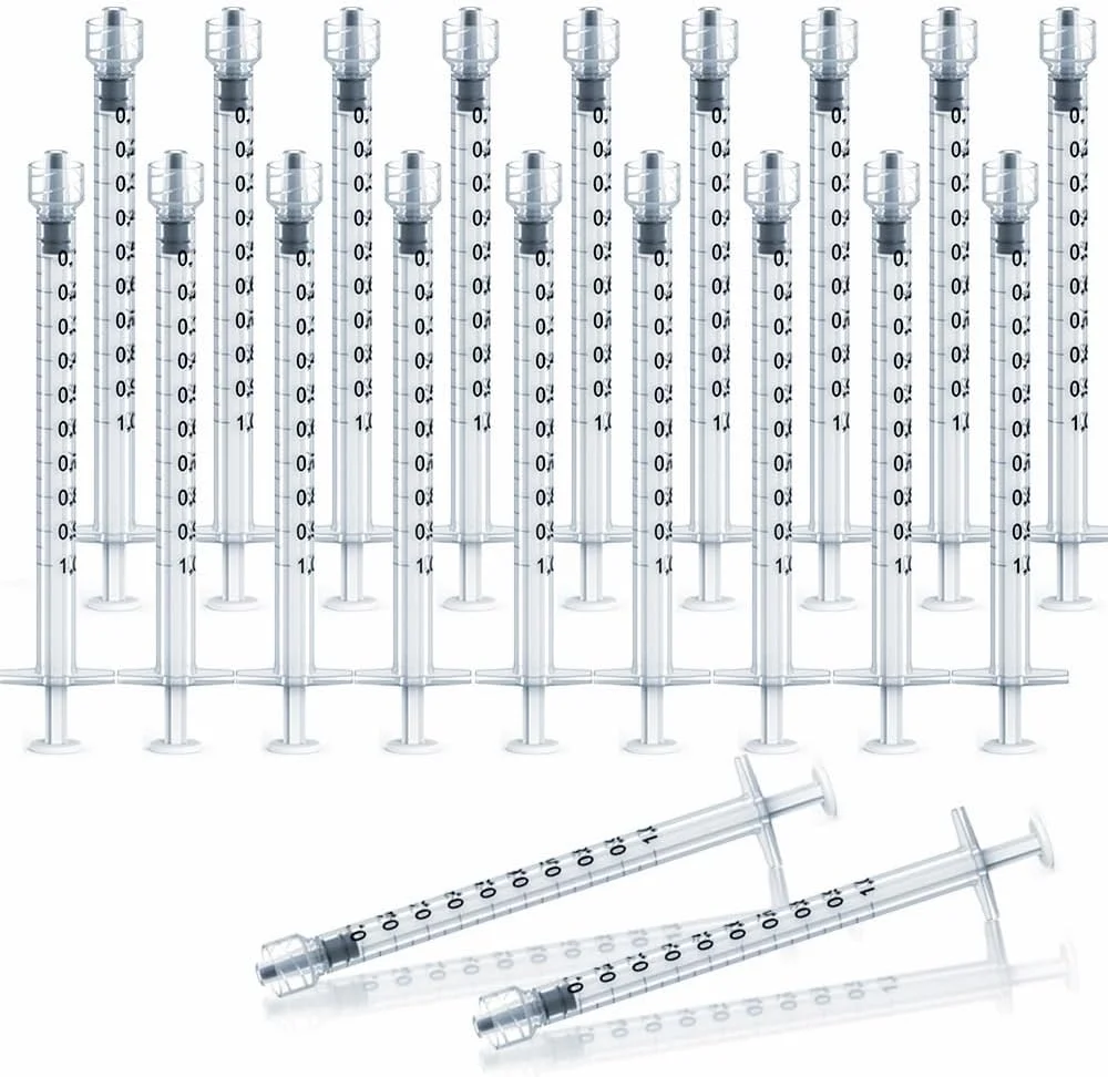 مجموعه ۲۰ عددی سرنگ ۱ میلی لیتری پلاستیکی با نوک لوئر لاک، بسته بندی استریل تکی، بدون سوزن مجموعه ۲۰ عددی سرنگ ۱ میلی لیتری پلاستیکی با نوک لوئر لاک، بسته بندی استریل تکی، بدون سوزن