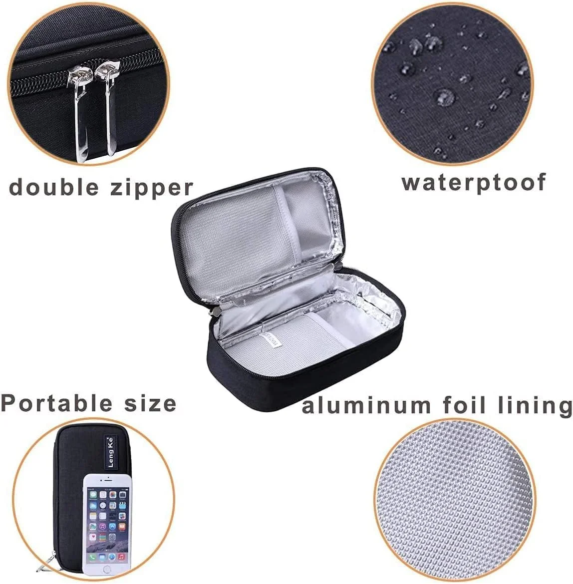 کیف خنک نگهدارنده انسولین LEVGLAKE، کیف عایق دارویی دیابتی با 2 بسته یخ کیف خنک نگهدارنده انسولین LEVGLAKE، کیف عایق دارویی دیابتی با 2 بسته یخ