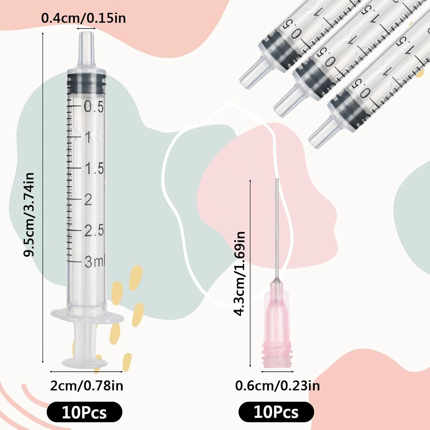 مجموعه 20 عددی سرنگ آغوز Morocket 3 میلی لیتری با سوزن، سرنگ های پلاستیکی مایعات، سرنگ های علمی با درپوش، برای آزمایشگاه ها، آبیاری گیاهان، پر کردن و اندازه گیری مایعات