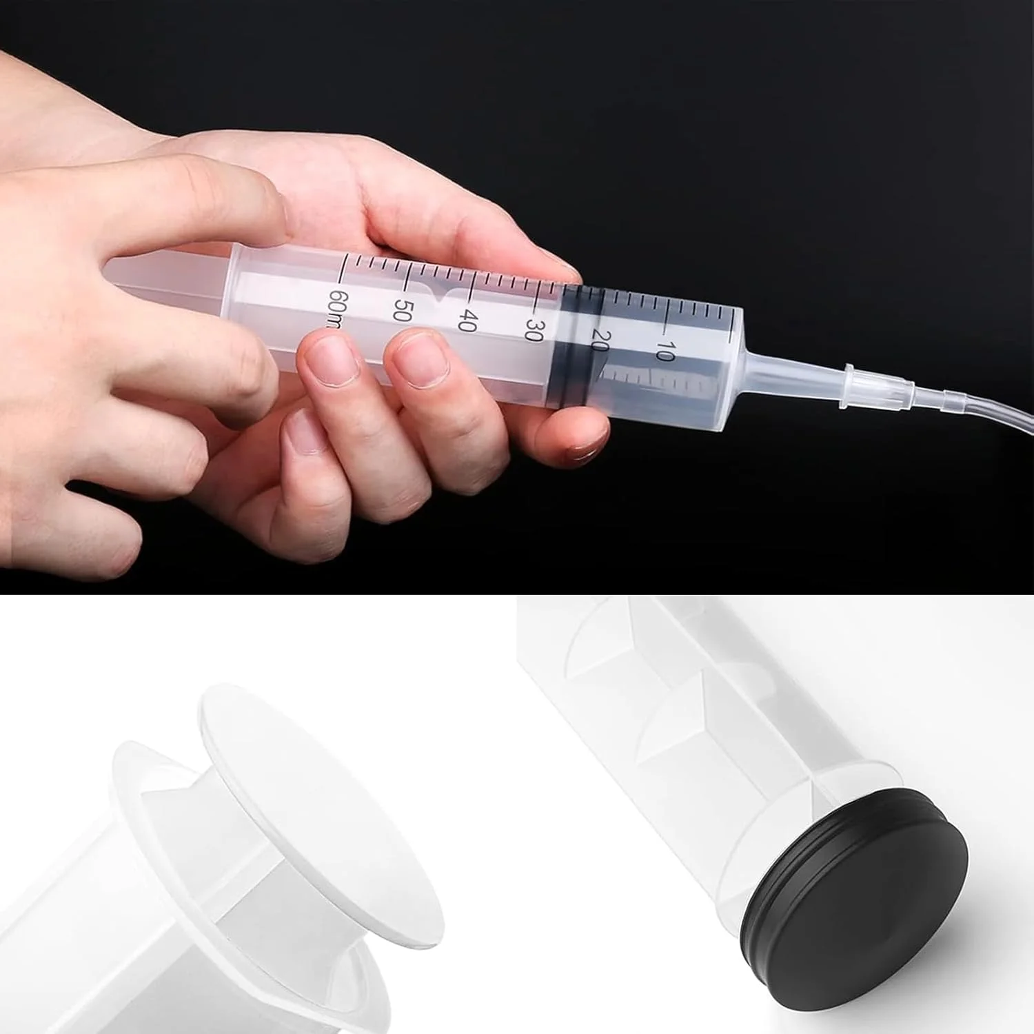 ۴ عدد سرنگ ۶۰ میلی لیتری با شلنگ برای آزمایشگاه های علمی، بدون سوزن، برای استفاده از روغن یا چسب، آزمایش ها، تغذیه حیوانات خانگی، کاربردهای صنعتی (بسته بندی تکی)