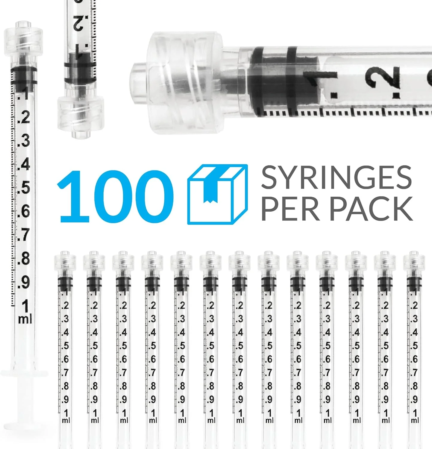 سرنگ 1 میلی لیتری Luer Lock نانوشارپ، استریل، بسته بندی تکی - 100 عدد سرنگ در هر جعبه (بدون سوزن)