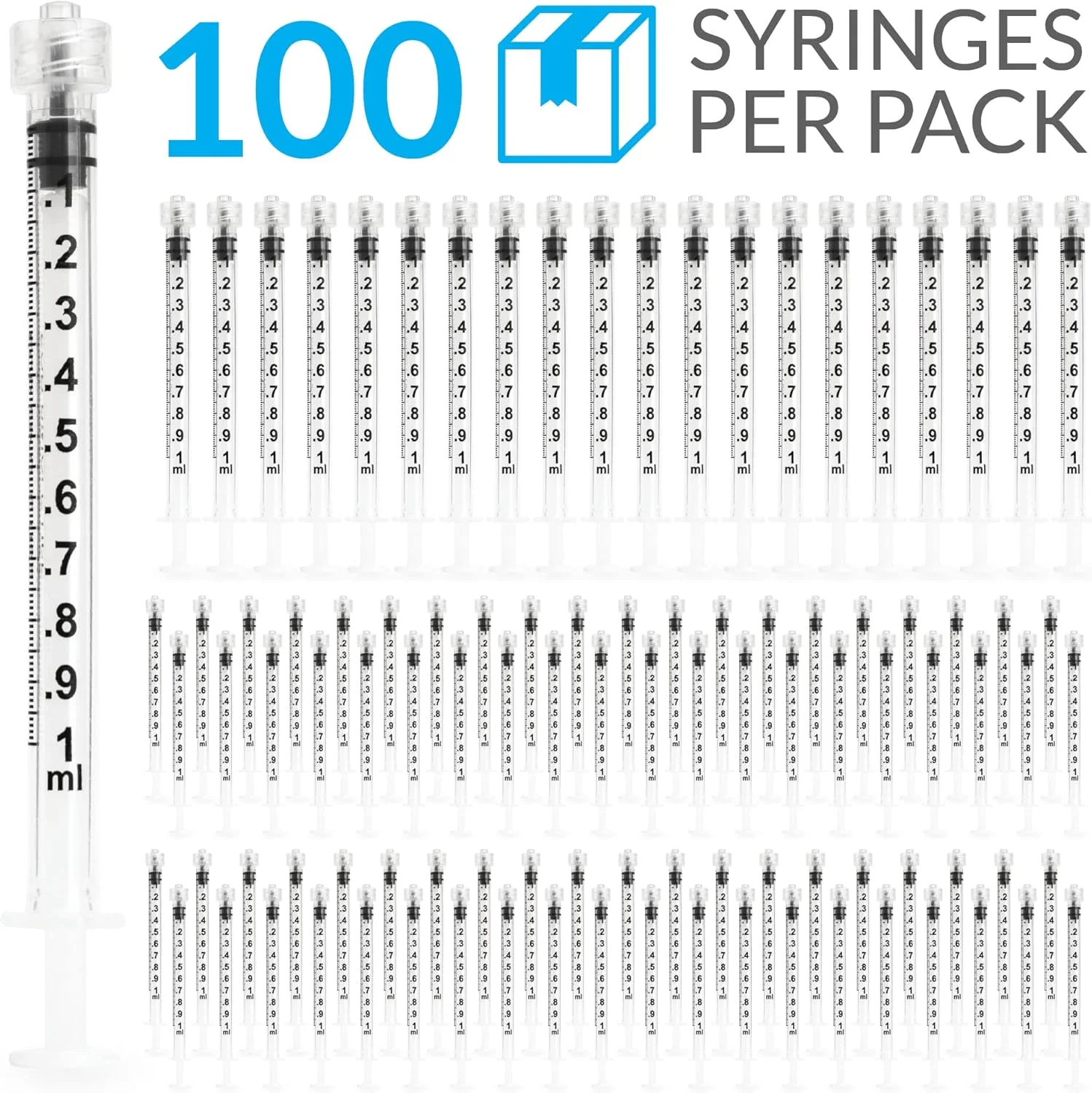 سرنگ 1 میلی لیتری Luer Lock نانوشارپ، استریل، بسته بندی تکی - 100 عدد سرنگ در هر جعبه (بدون سوزن)