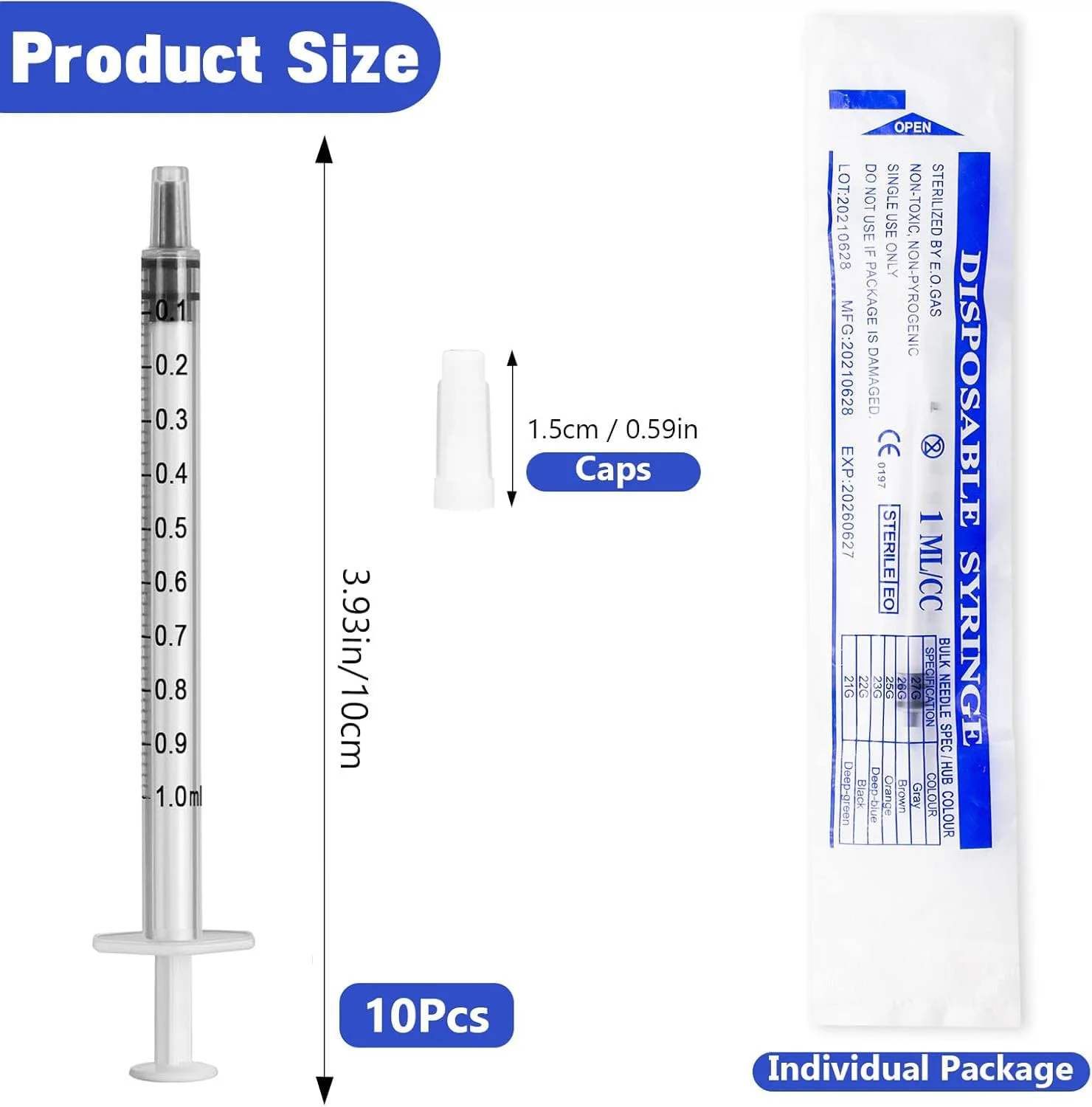 ۱۰ عدد سرنگ ۱ میلی لیتری لوئر پلاستیکی بدون سوزن برای پر کردن و اندازه گیری، روغن، اپلیکاتور چسب مایعات، تغذیه حیوانات خانگی، آزمایشگاه های علمی، سرنگ ۱ میلی لیتری آغوز