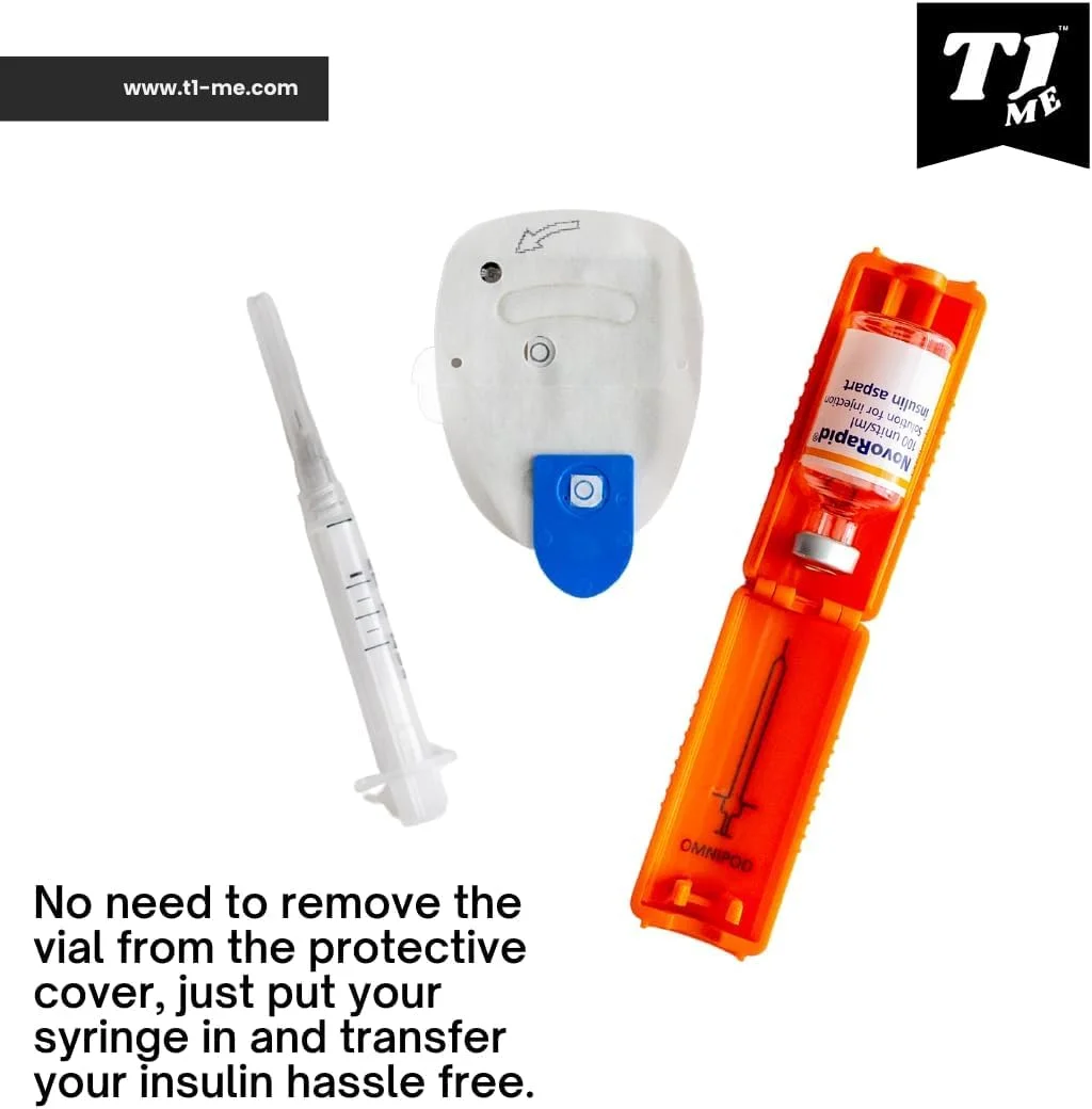 نگهدارنده ویال و سرنگ انسولین Omnipod T1me، ابزار انتقال انسولین برای دیابت نوع 1 و نوع 2، محافظ بطری، نگهدارنده ویال (نارنجی)