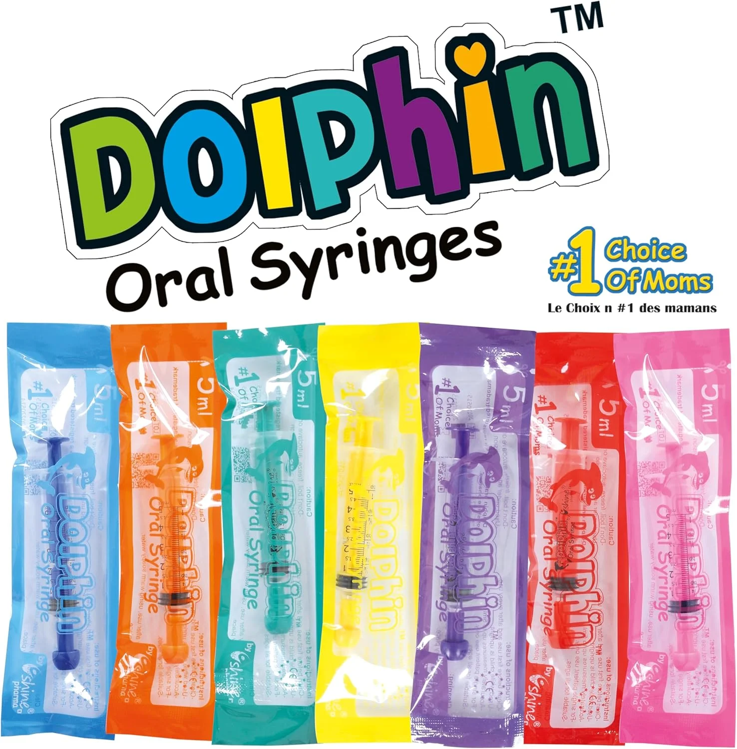 سرنگ خوراکی دلفین - ۷۷ عدد سرنگ رنگی - ۵ میلی لیتر - به همراه درپوش - برای کودکان و حیوانات خانگی