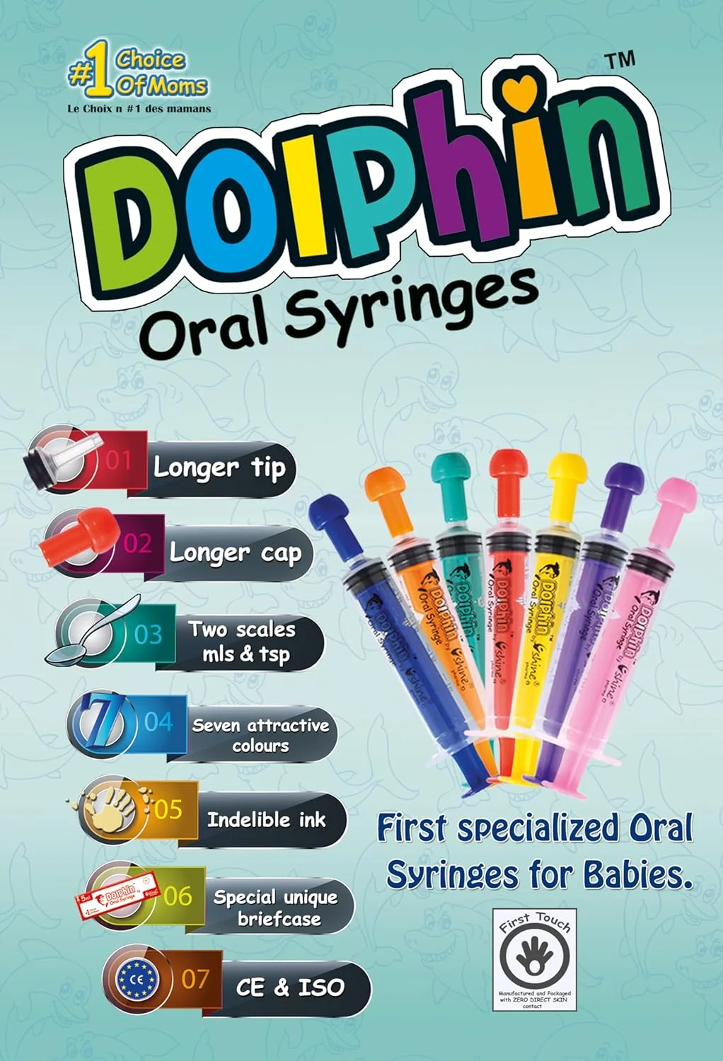 سرنگ خوراکی دلفین - ۷۷ عدد سرنگ رنگی - ۵ میلی لیتر - به همراه درپوش - برای کودکان و حیوانات خانگی