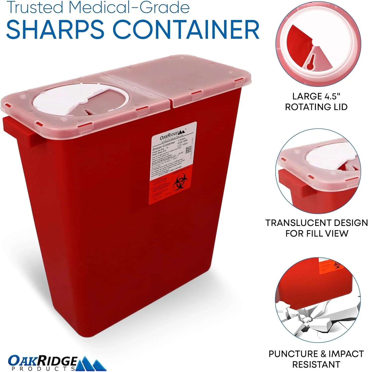 ظرف امحاء سرسوزن و سرنگ Oakridge با ظرفیت 11 لیتر (بسته 2 عددی)