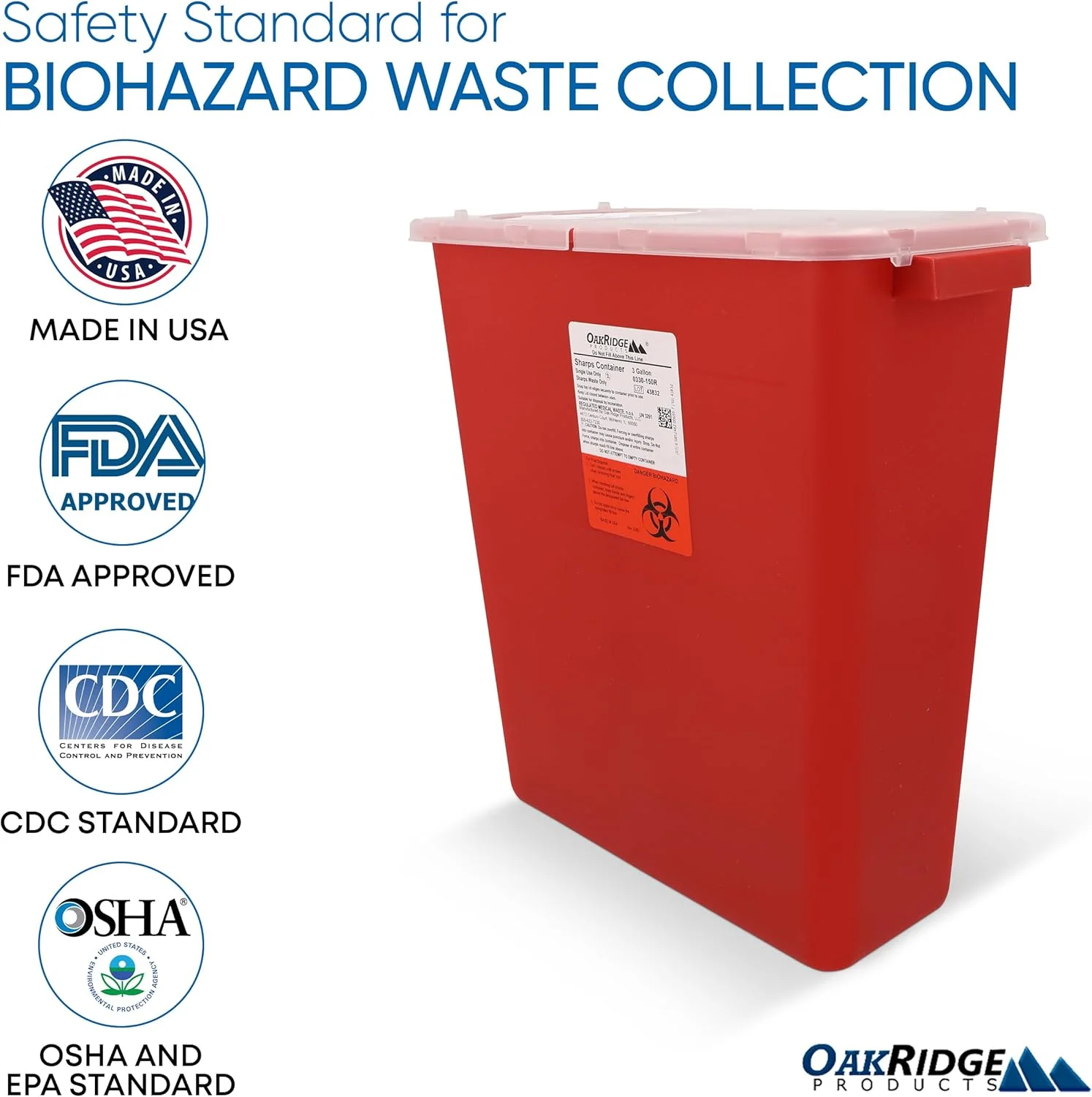 ظرف امحاء سرسوزن و سرنگ Oakridge با ظرفیت 11 لیتر (بسته 2 عددی)