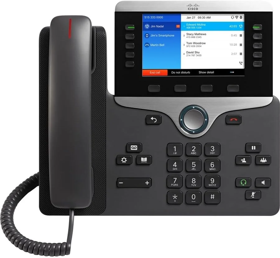 تلفن IP سیسکو 8861 - با سیم/بی سیم - با سیم - Wi-Fi - قابل نصب روی دیوار، رومیزی - ذغالی