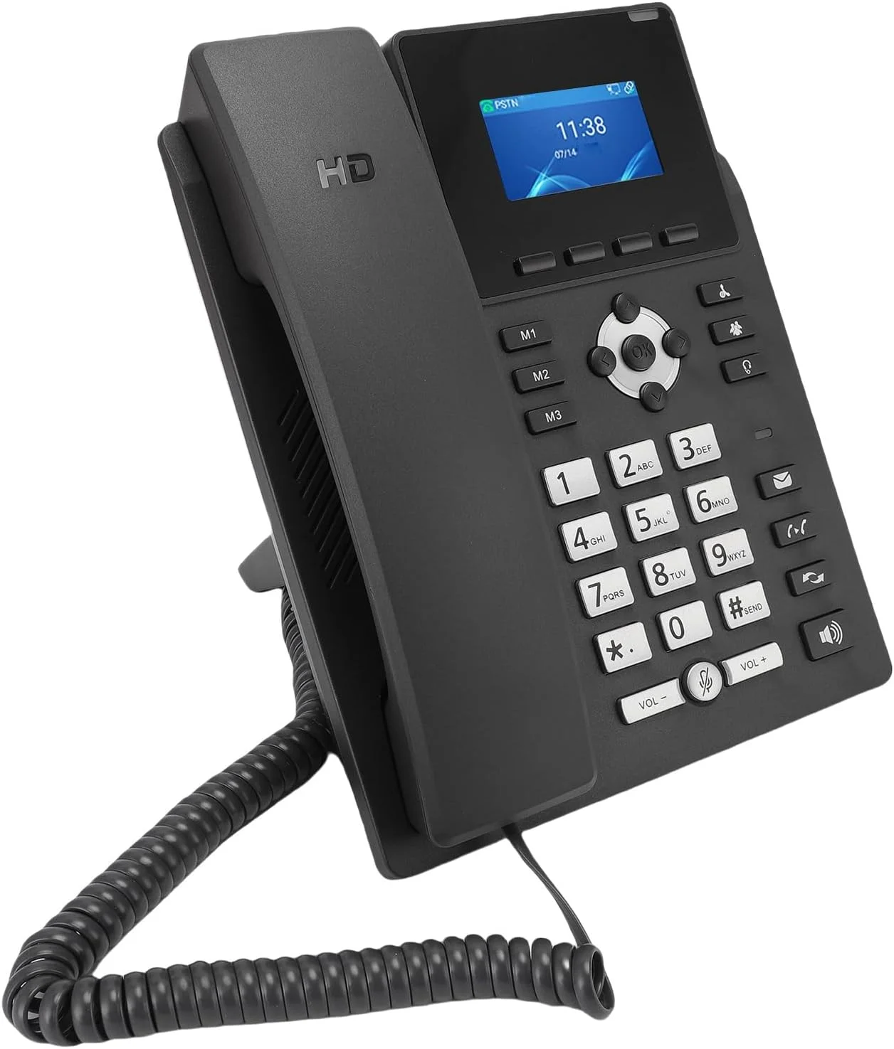 تلفن ویپ تجاری GLOGLOW، تلفن اینترنتی، تلفن رومیزی SIP، صفحه نمایش LCD 2.4 اینچی، 2 خط SIP، PoE 5.0 با پورت های USB A RJ9 برای کسب و کارهای کوچک