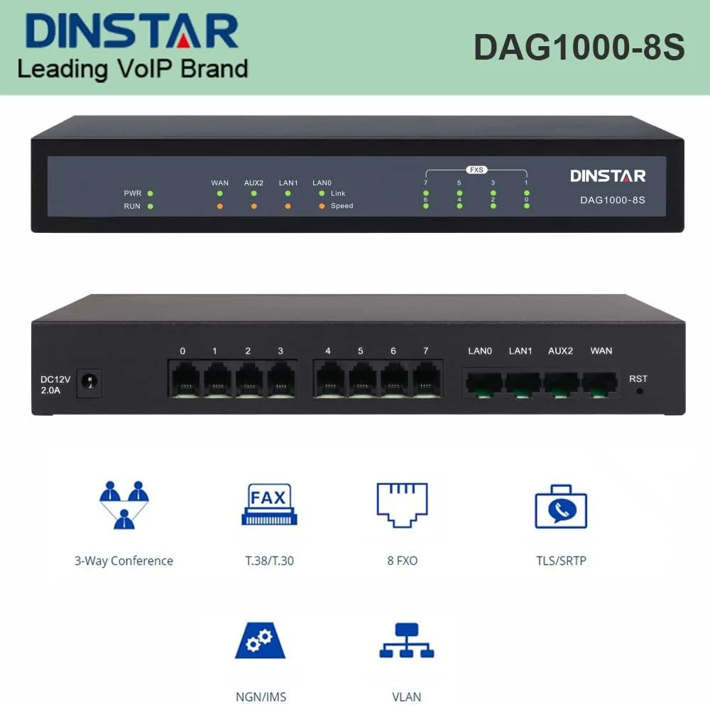 دروازه آنالوگ ویپ FXS دینستار DAG1000-8S، عملکرد ساده و متنوع دروازه آنالوگ ویپ FXS دینستار DAG1000-8S، عملکرد ساده و متنوع