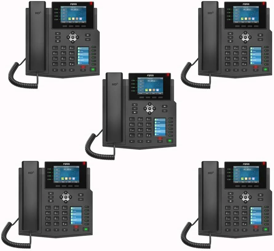 تلفن آی پی مدیریتی پیشرفته Fanvil X5U با صفحه نمایش رنگی گیگابیتی 6 خطی - 40 کلید DSS (بسته 5 عددی)