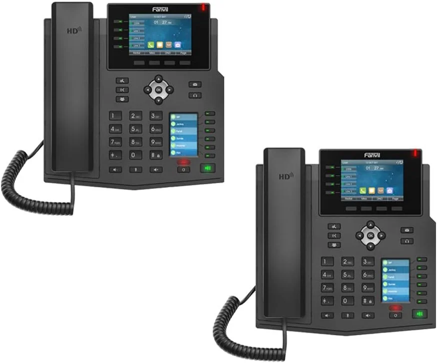 تلفن آی پی مدیریتی رده بالای Fanvil X5U با صفحه نمایش رنگی گیگابیتی 6 خطی - 40 کلید DSS (بسته 2 عددی)