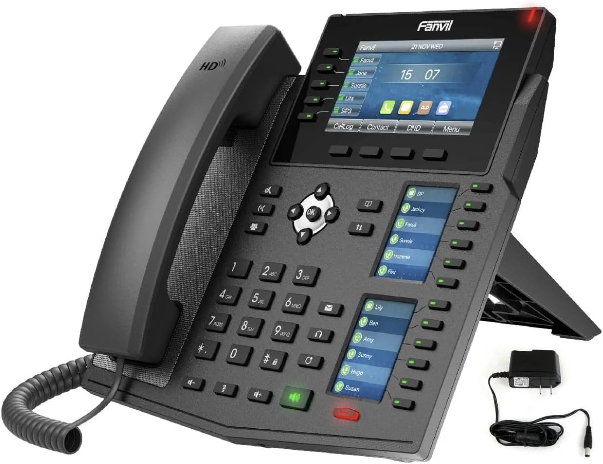 تلفن تحت شبکه پیشرفته Fanvil مدل X6U با ۲۰ خط SIP، دو پورت گیگابیتی و PoE یکپارچه (بسته ۵ عددی)