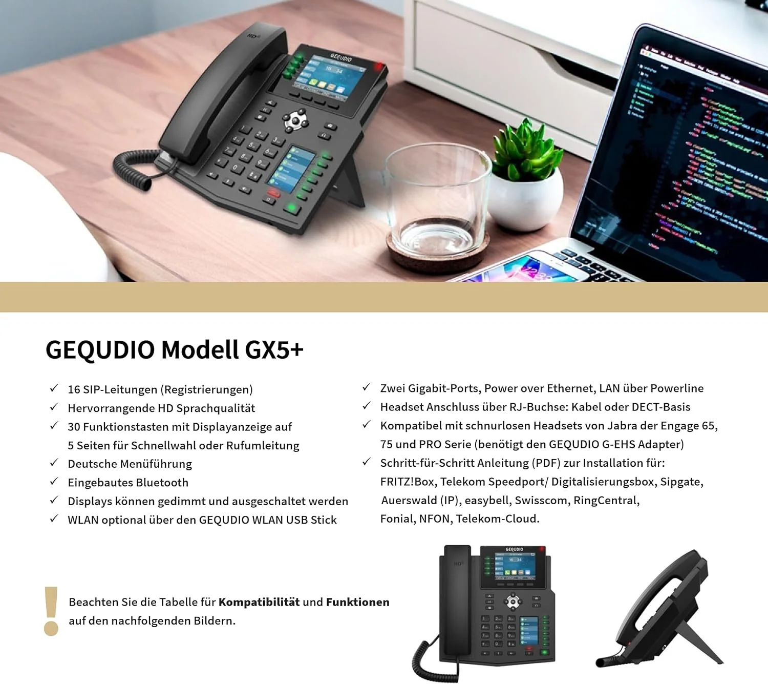مجموعه تلفن IP مدل GEQUDIO GX5+ به همراه آداپتور برق مجموعه تلفن IP مدل GEQUDIO GX5+ به همراه آداپتور برق