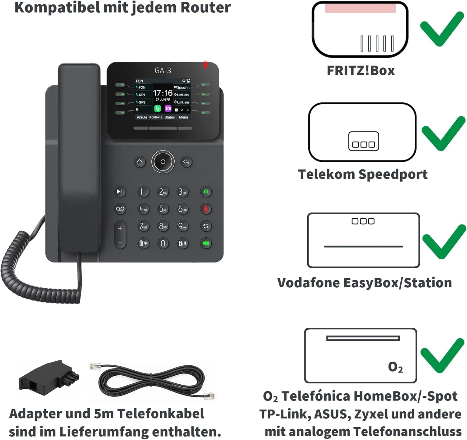 تلفن تحت شبکه GEQUDIO مدل GX3+ به همراه آداپتور برق - سازگار با SIP VoIP، Fritzbox و Speedport - تماس هندزفری و صفحه نمایش رنگی - دفترچه راهنمای آلمانی (PDF) برای Fritz Box و Telekom Speedport تلفن تحت شبکه GEQUDIO مدل GX3+ به همراه آداپتور برق - سازگار با SIP VoIP، Fritzbox و Speedport - تماس هندزفری و صفحه نمایش رنگی - دفترچه راهنمای آلمانی (PDF) برای Fritz Box و Telekom Speedport