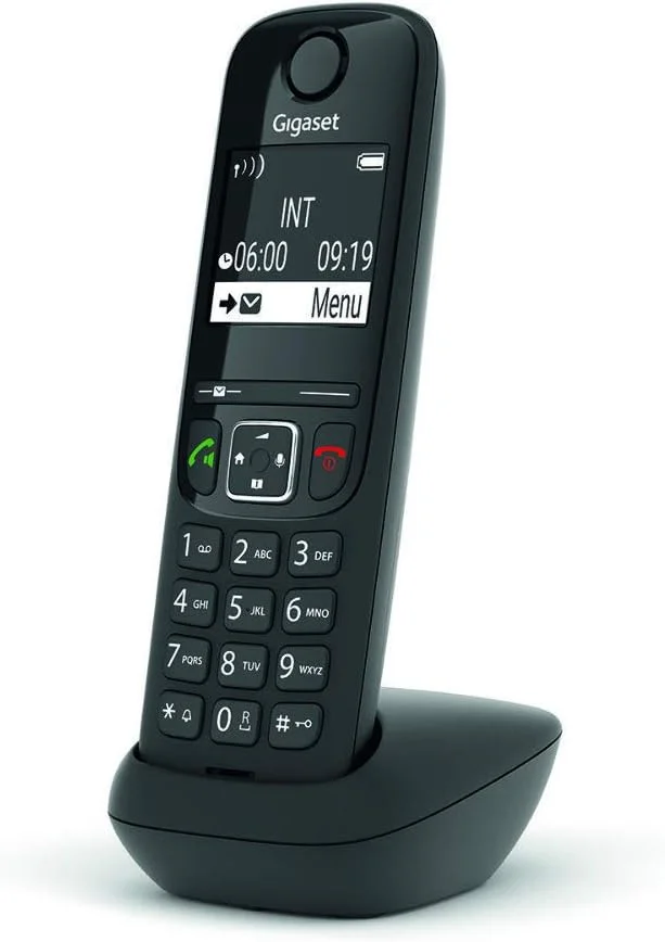 تلفن بی سیم گیگاست AS690HX - گوشی بی سیم برای اتصال به پایه DECT - گوشی با پایه شارژ - صفحه نمایش بزرگ و با کنتراست بالا - پروفایل های صوتی قابل تنظیم - عملکرد بلندگو، مشکی
