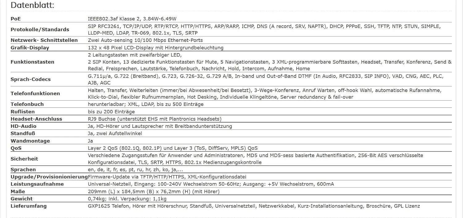 تلفن تحت شبکه گرنداستریم مدل GXP1625 مناسب برای کسب و کارهای کوچک و متوسط با کیفیت صدای HD، قابلیت POE و دستگاه، رنگ مشکی